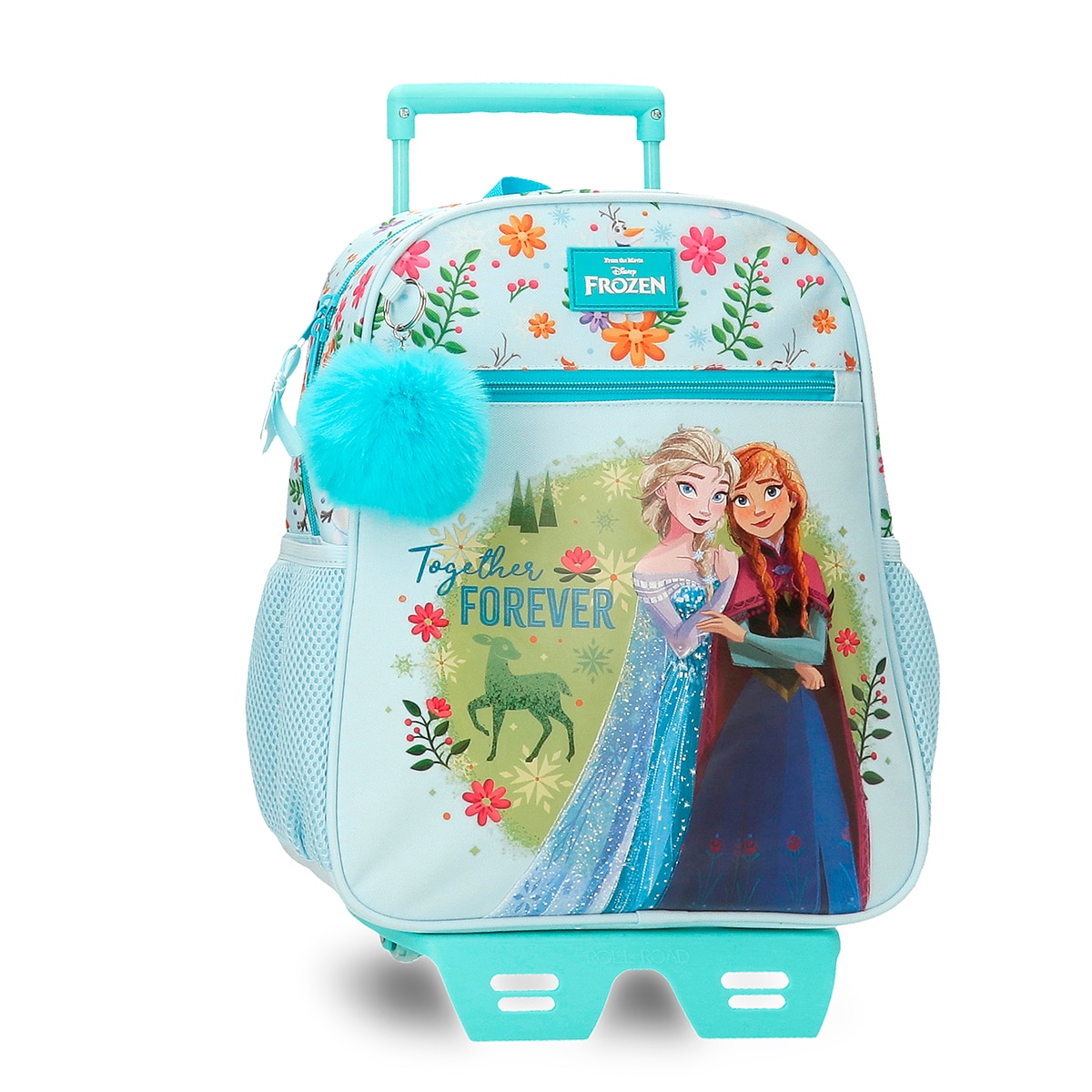 Imagem 0 de Mochila Escolar Frozen Forever com Capacidade de 9,801l com Carrinho em Azul-claro