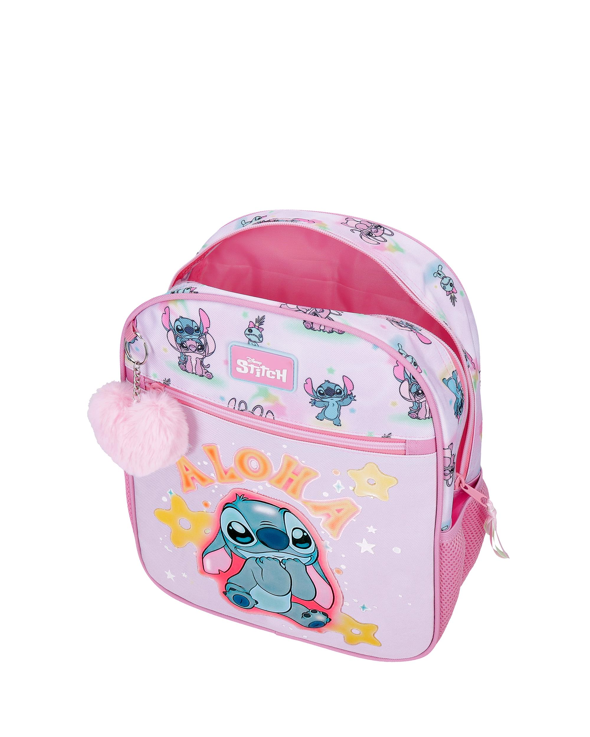 Mochila Escolar Stitch You & Me com Capacidade de 9,801l com Carro Malva Roxo-4