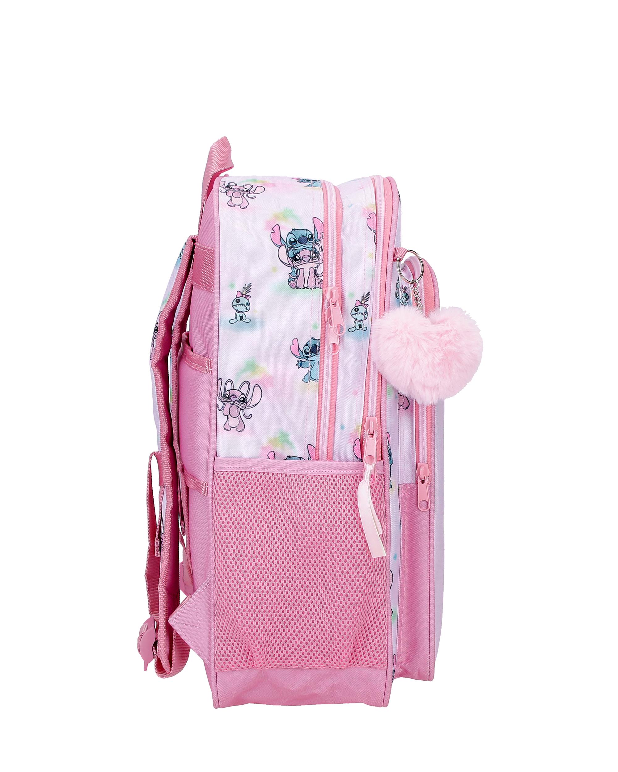 Mochila Escolar de Dois Compartimentos Stitch You & Me com Capacidade de 15,6l Adaptável a Carro em Malva Roxo-2