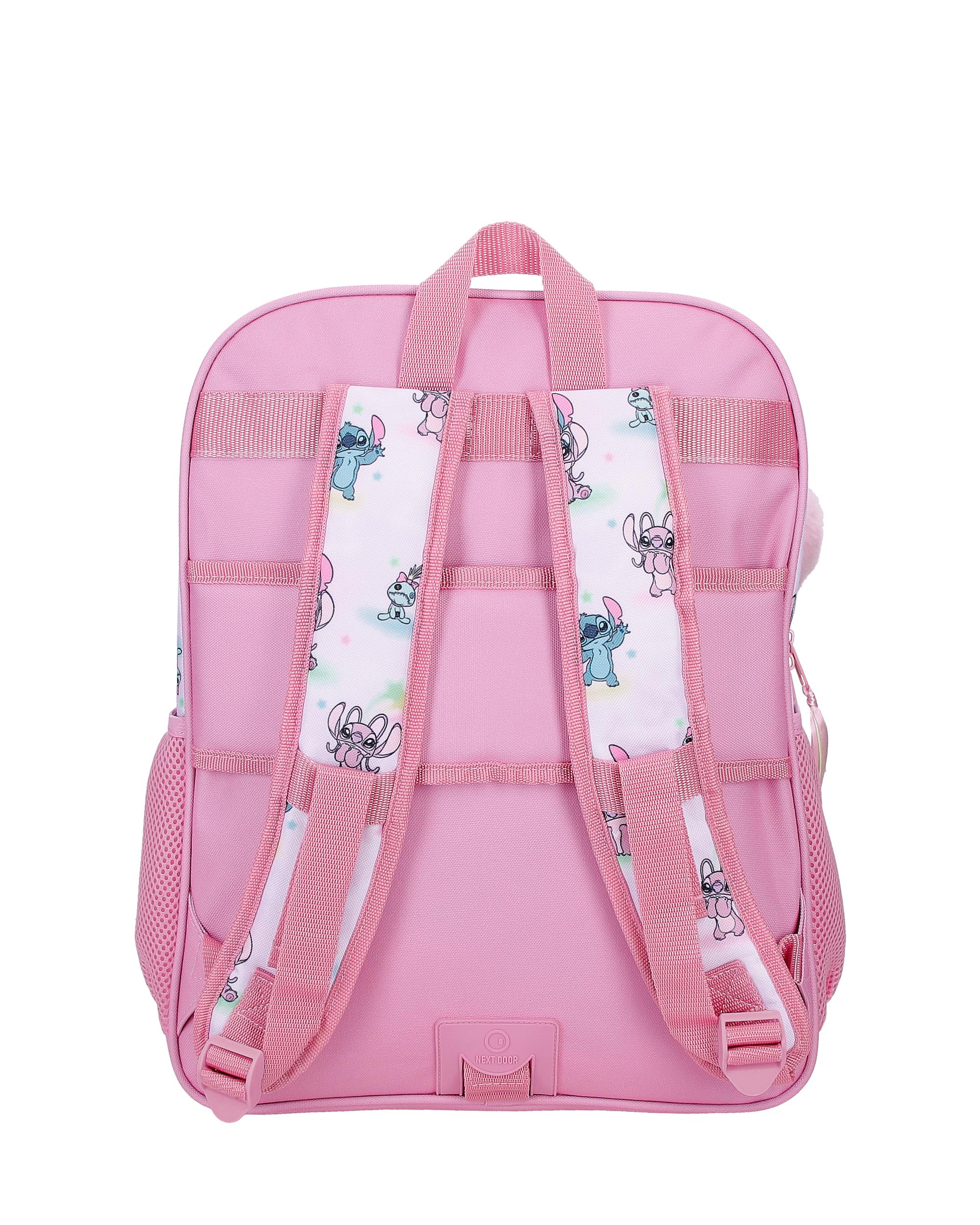 Mochila Escolar de Dois Compartimentos Stitch You & Me com Capacidade de 15,6l Adaptável a Carro em Malva Roxo-3