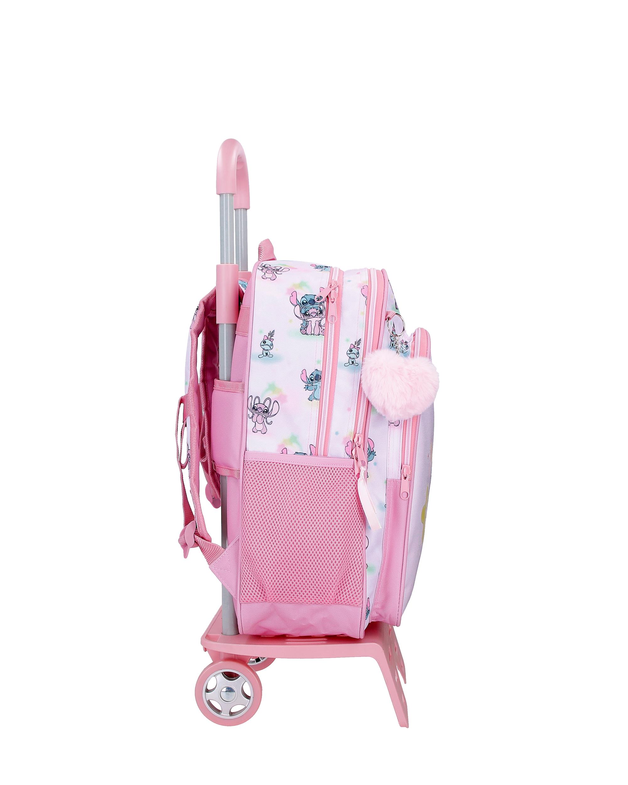 Mochila Escolar de Dois Compartimentos Stitch You & Me com Capacidade de 15,6l com Trolley Lilás Roxo-2