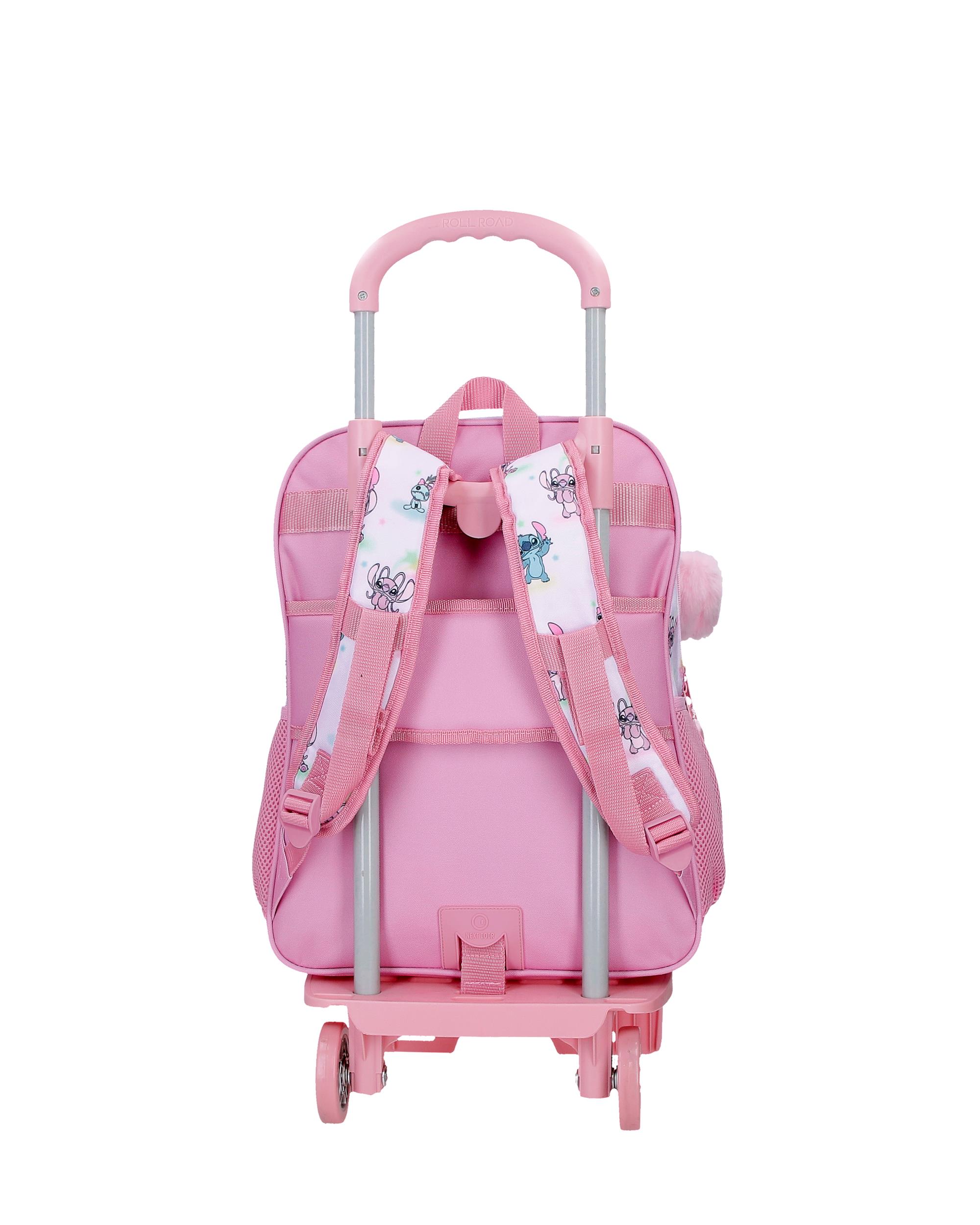 Mochila Escolar de Dois Compartimentos Stitch You & Me com Capacidade de 15,6l com Trolley Lilás Roxo-3