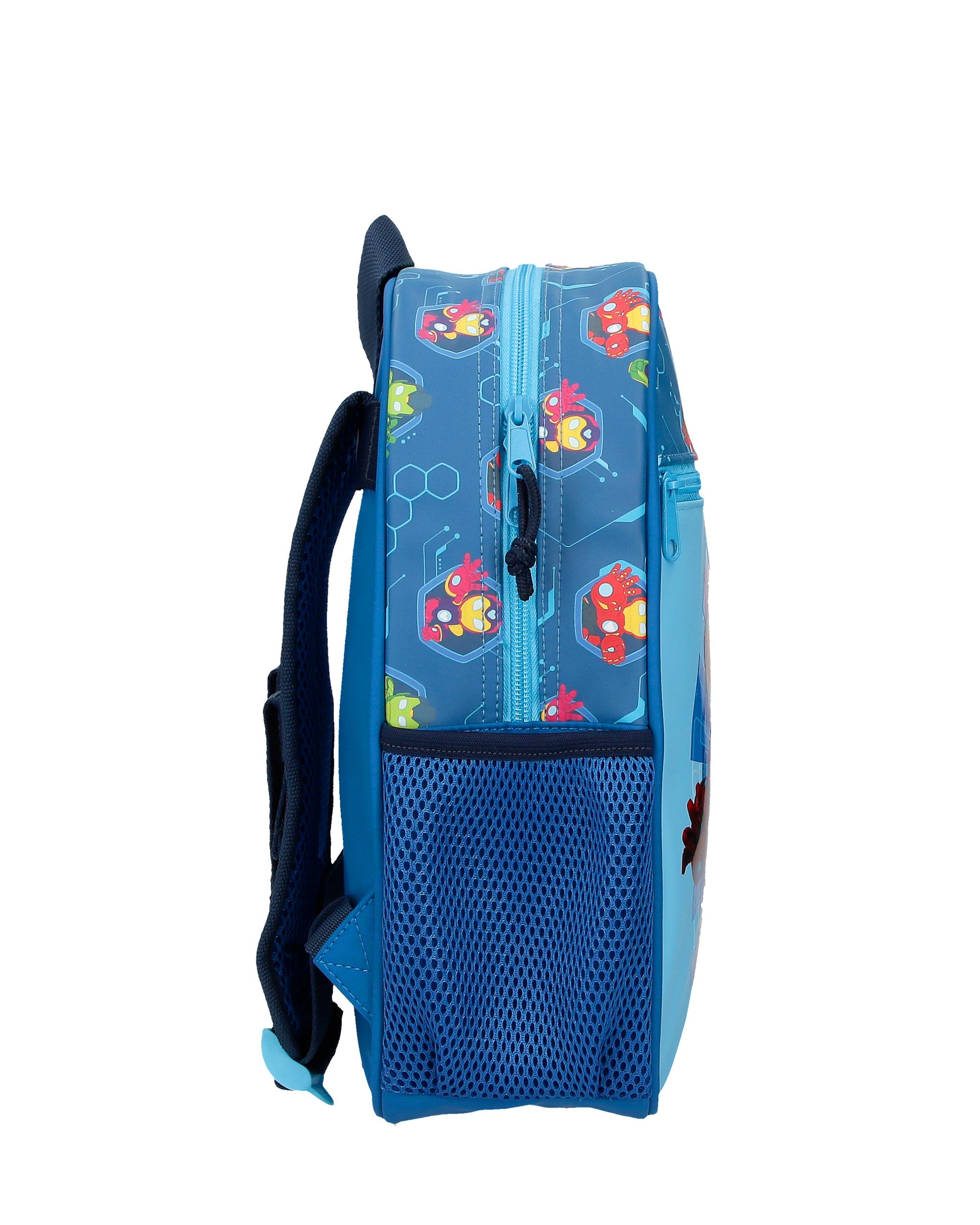 Mochila Escolar Iron Man Iron Friends com Capacidade de 9,801l Adaptável a Carro em Azul Azul-2