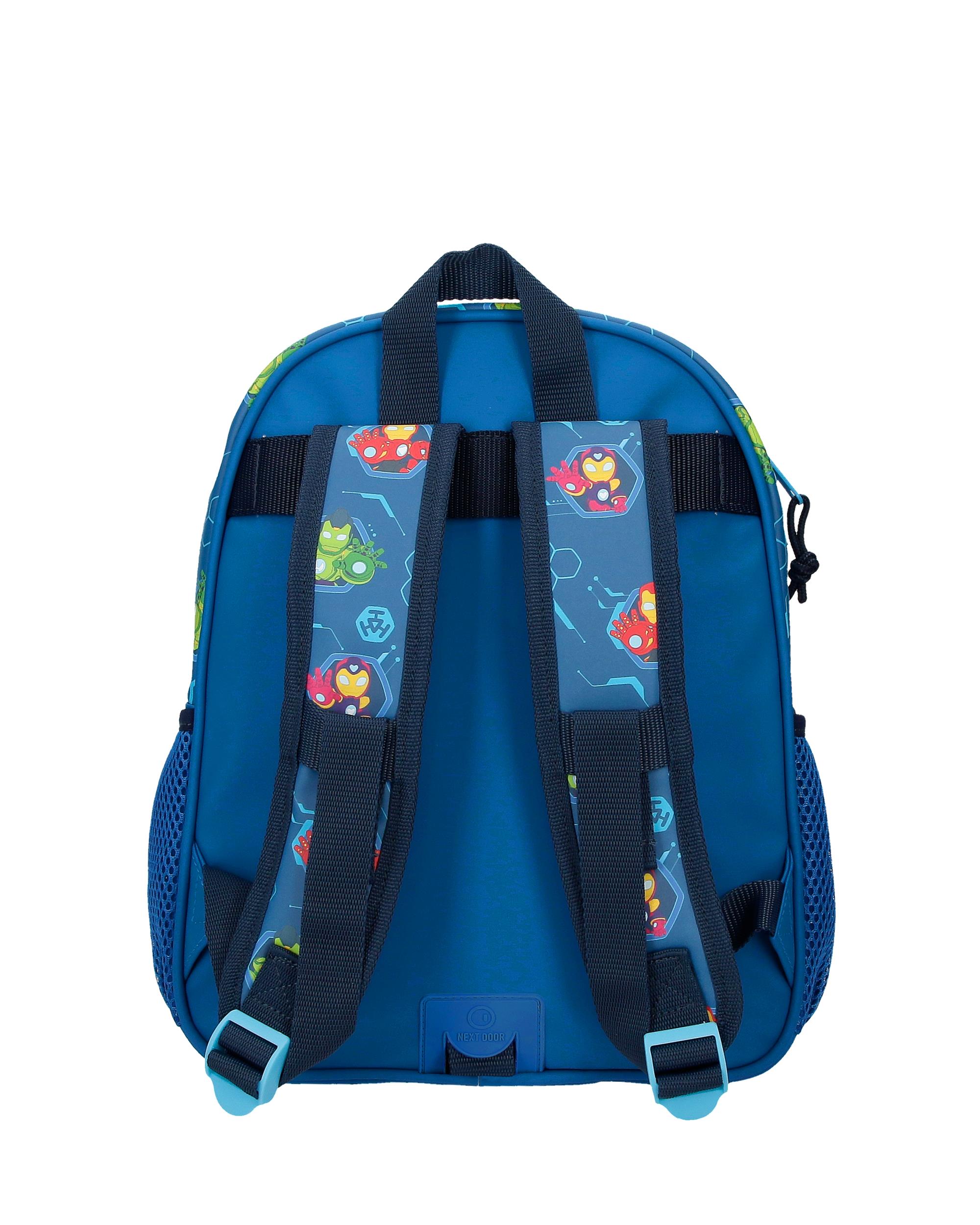 Mochila Escolar Iron Man Iron Friends com Capacidade de 9,801l Adaptável a Carro em Azul Azul-3