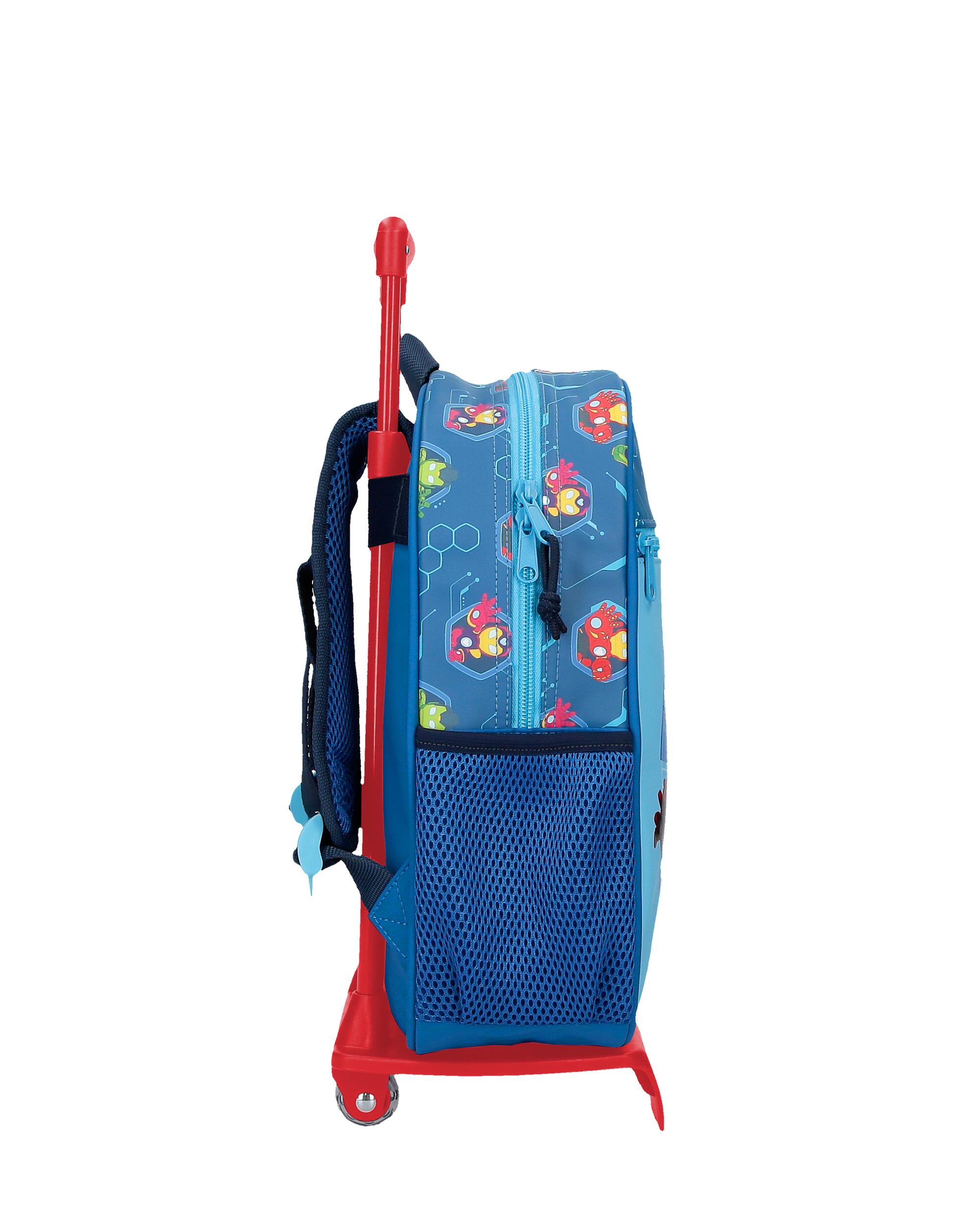Mochila Escolar Iron Man Iron Friends com Capacidade de 9,8l com Carro Azul-2