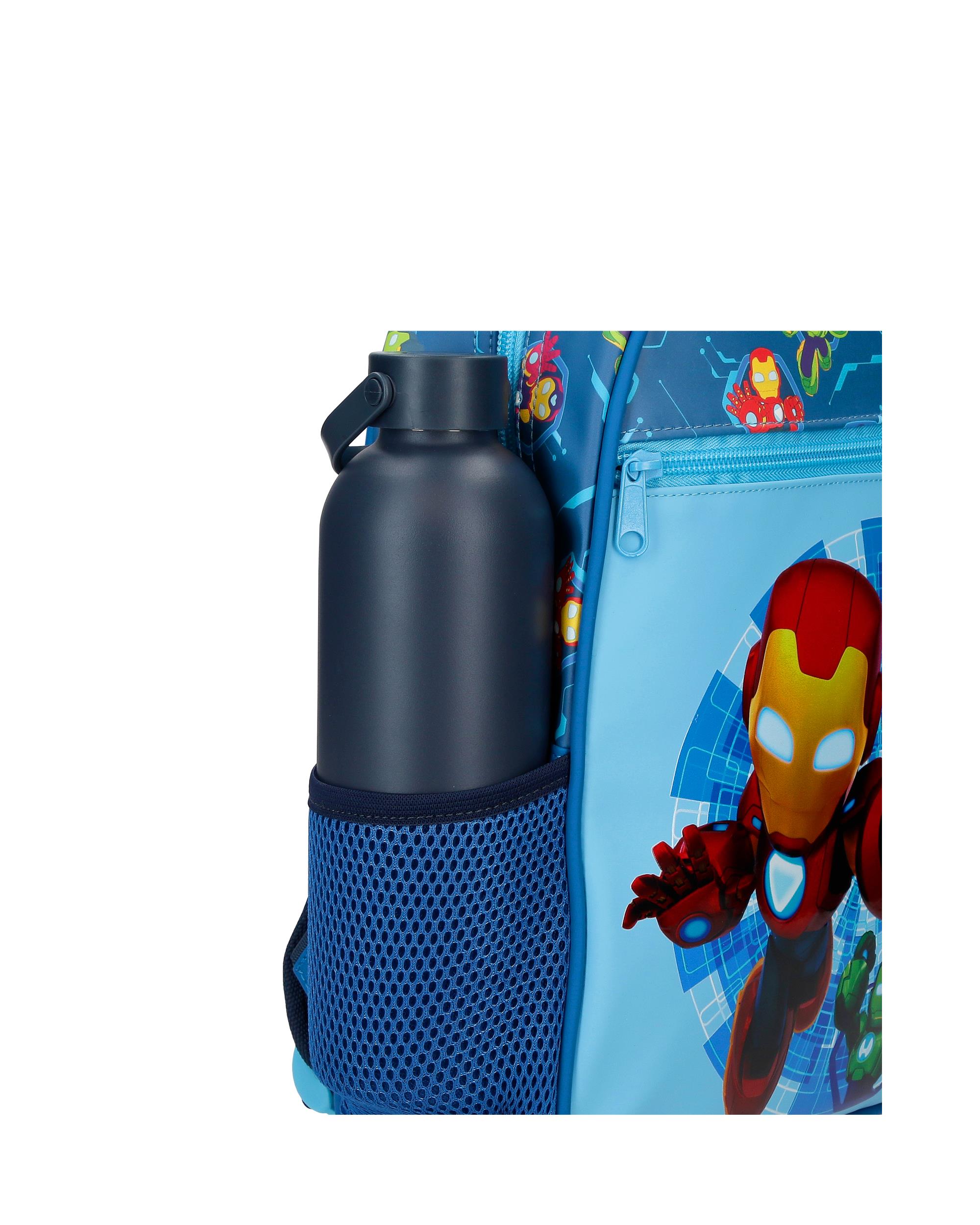 Mochila Escolar Iron Man Iron Friends com Capacidade de 9,8l com Carro Azul-6