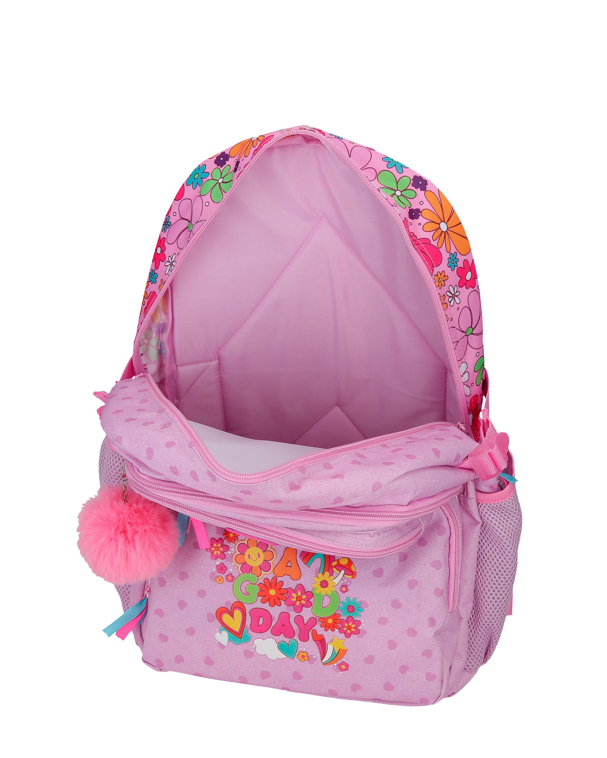Mochila Escolar de Dois Compartimentos Movom Good Day com Capacidade de 27,4l com Trolley Lilás Roxo-4