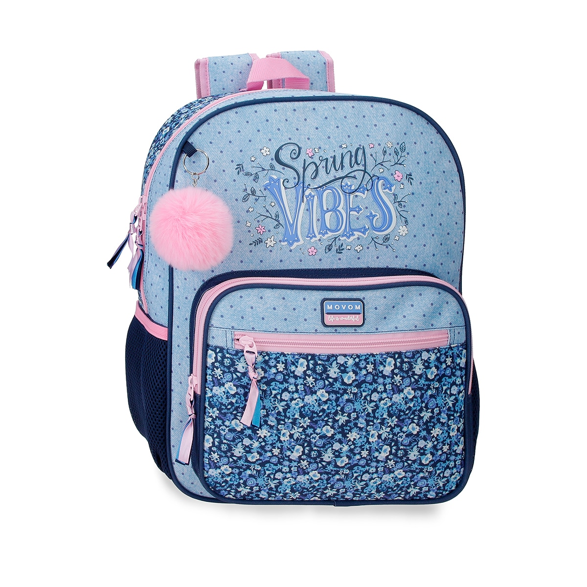 Imagem 0 de Mochila Escolar Movom Spring Vibes Marinho com Capacidade de 13,68l Adaptável a Carrinho Marinho