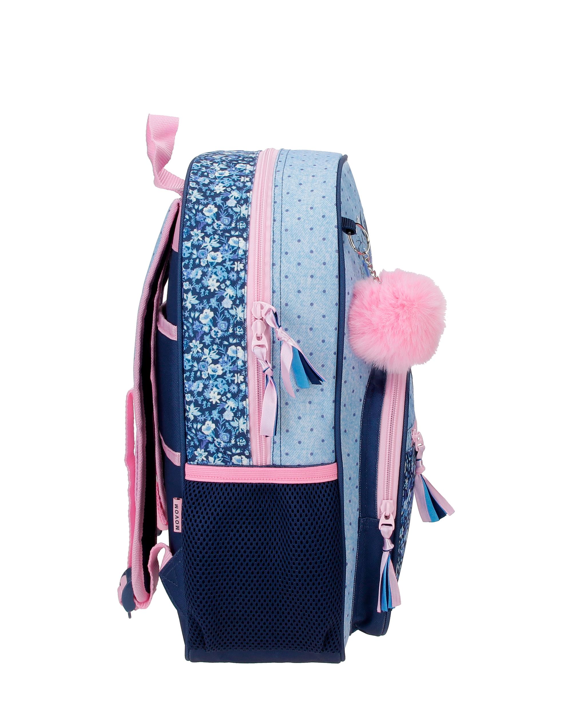 Mochila Escolar Movom Spring Vibes Marinho com Capacidade de 13,68l Adaptável a Carrinho Marinho Azul-2