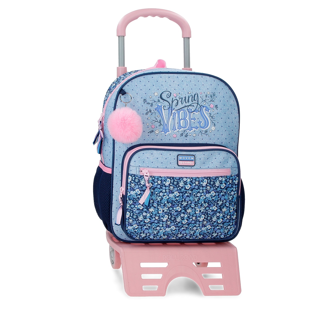 Imagem 0 de Mochila Escolar Movom Spring Vibes Marinho com Capacidade de 13,68l com Trolley Marinho