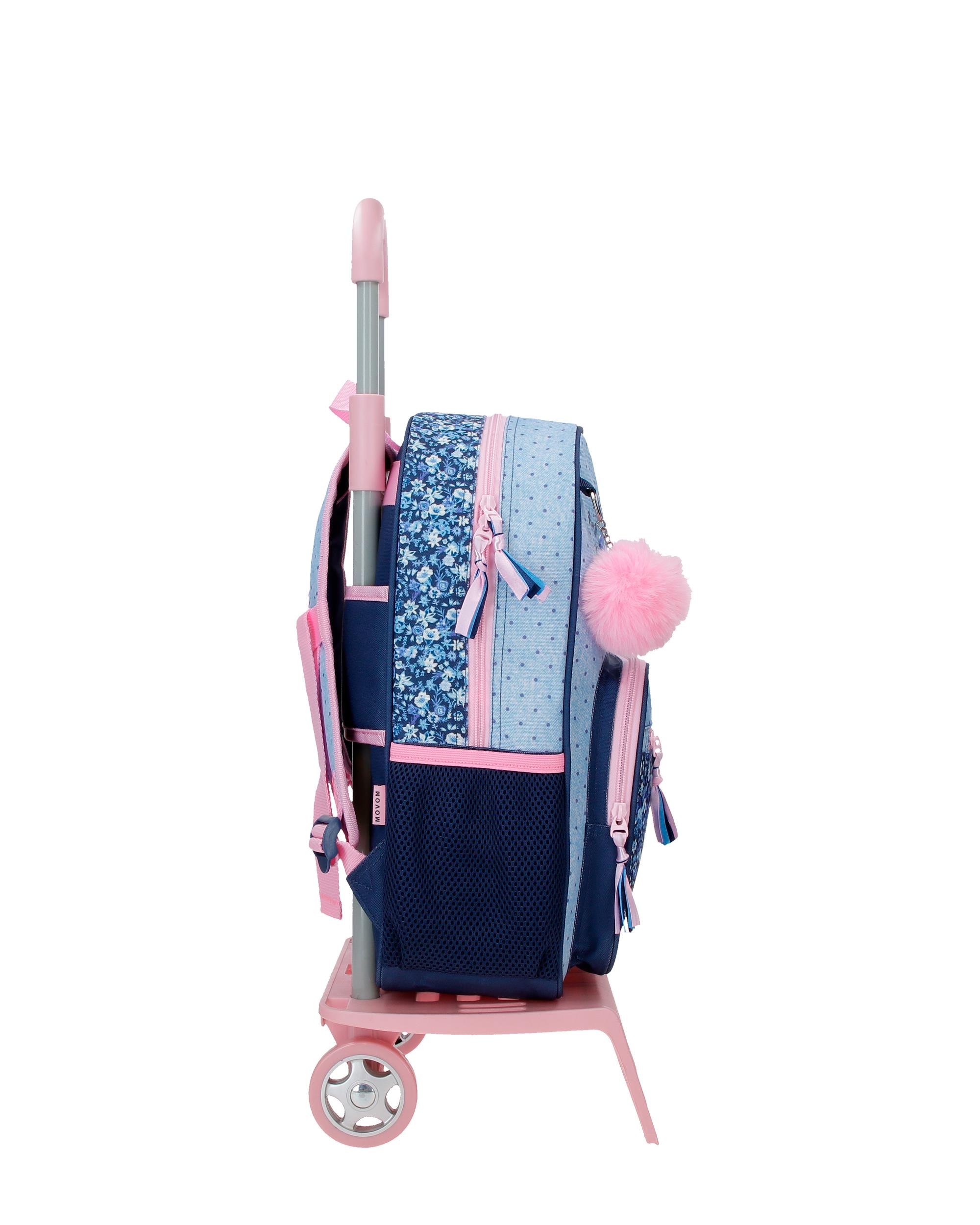 Mochila Escolar Movom Spring Vibes Marinho com Capacidade de 13,68l com Trolley Marinho Azul-2