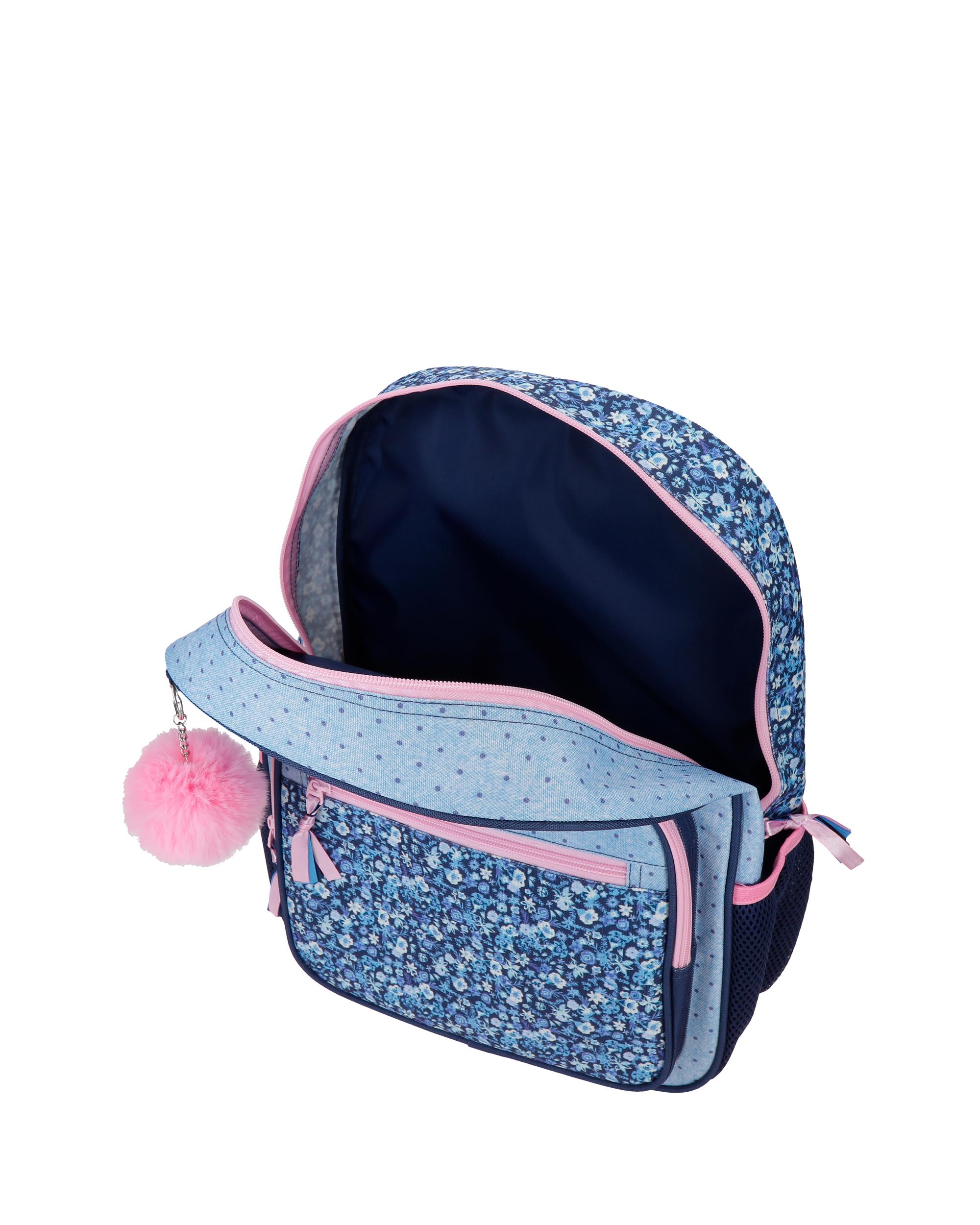 Mochila Escolar Movom Spring Vibes Marinho com Capacidade de 13,68l com Trolley Marinho Azul-4