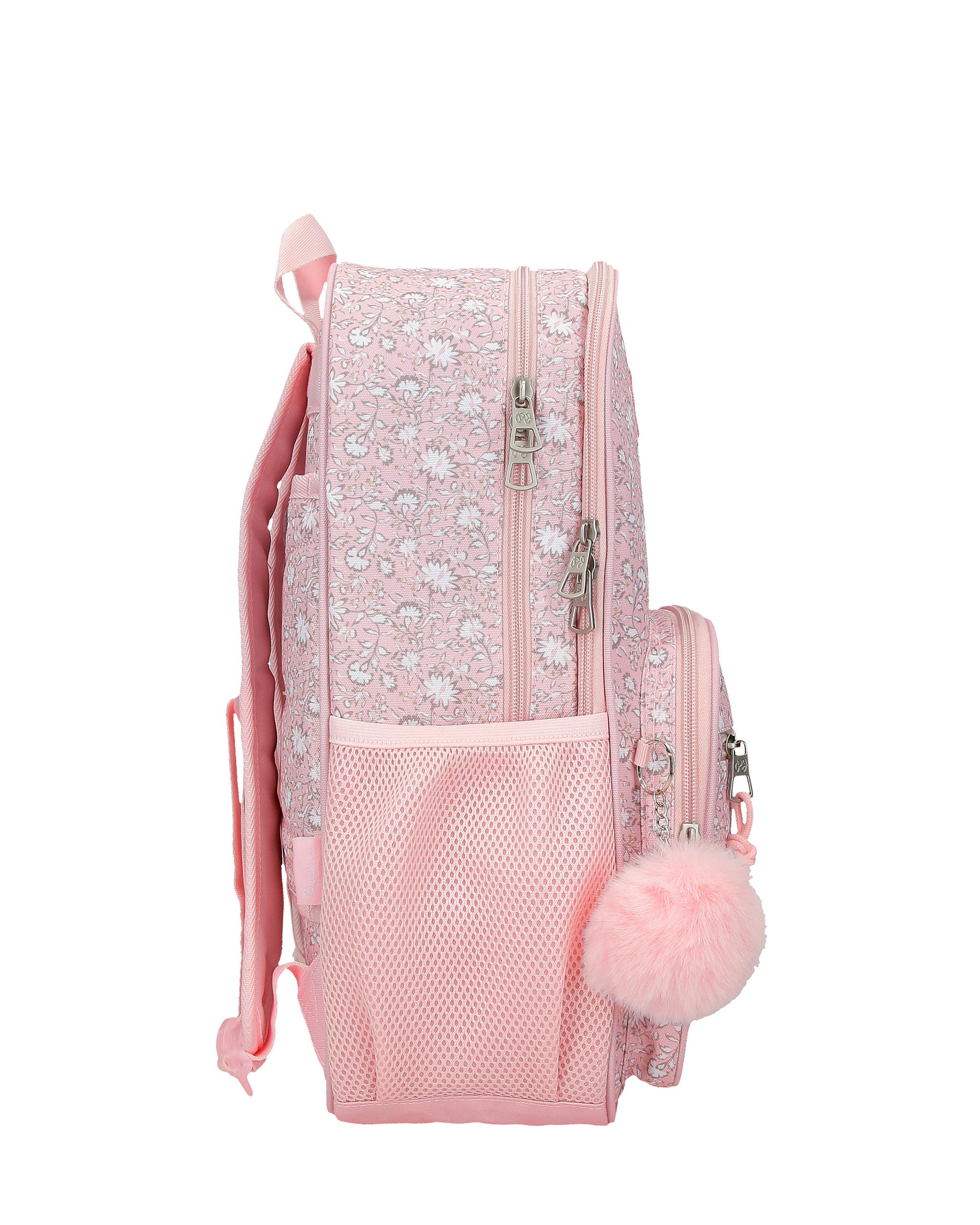 Mochila Escolar 40 Cm Pjl Mia de Dois Compartimentos Adaptável a Carro em Rosa-claro Rosa-2
