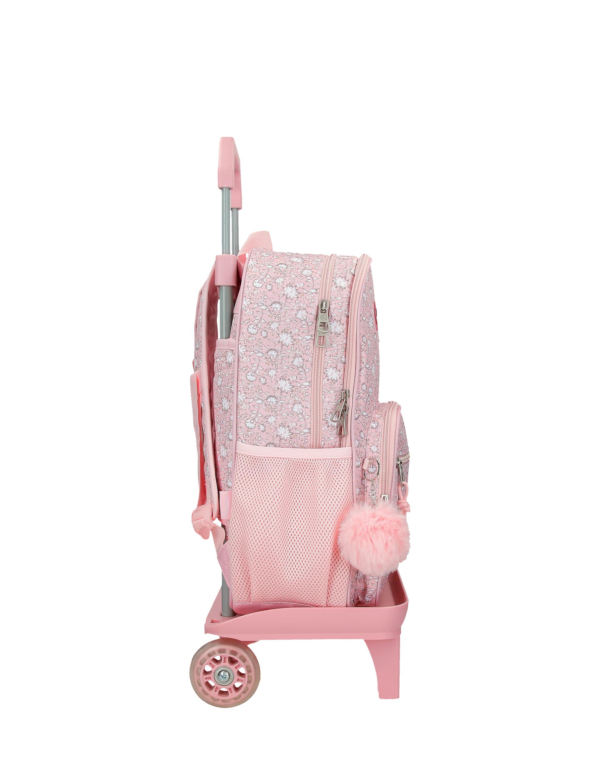 Mochila Escolar 40 Cm Pjl Mia de Dois Compartimentos com Trolley em Rosa-claro Rosa-2