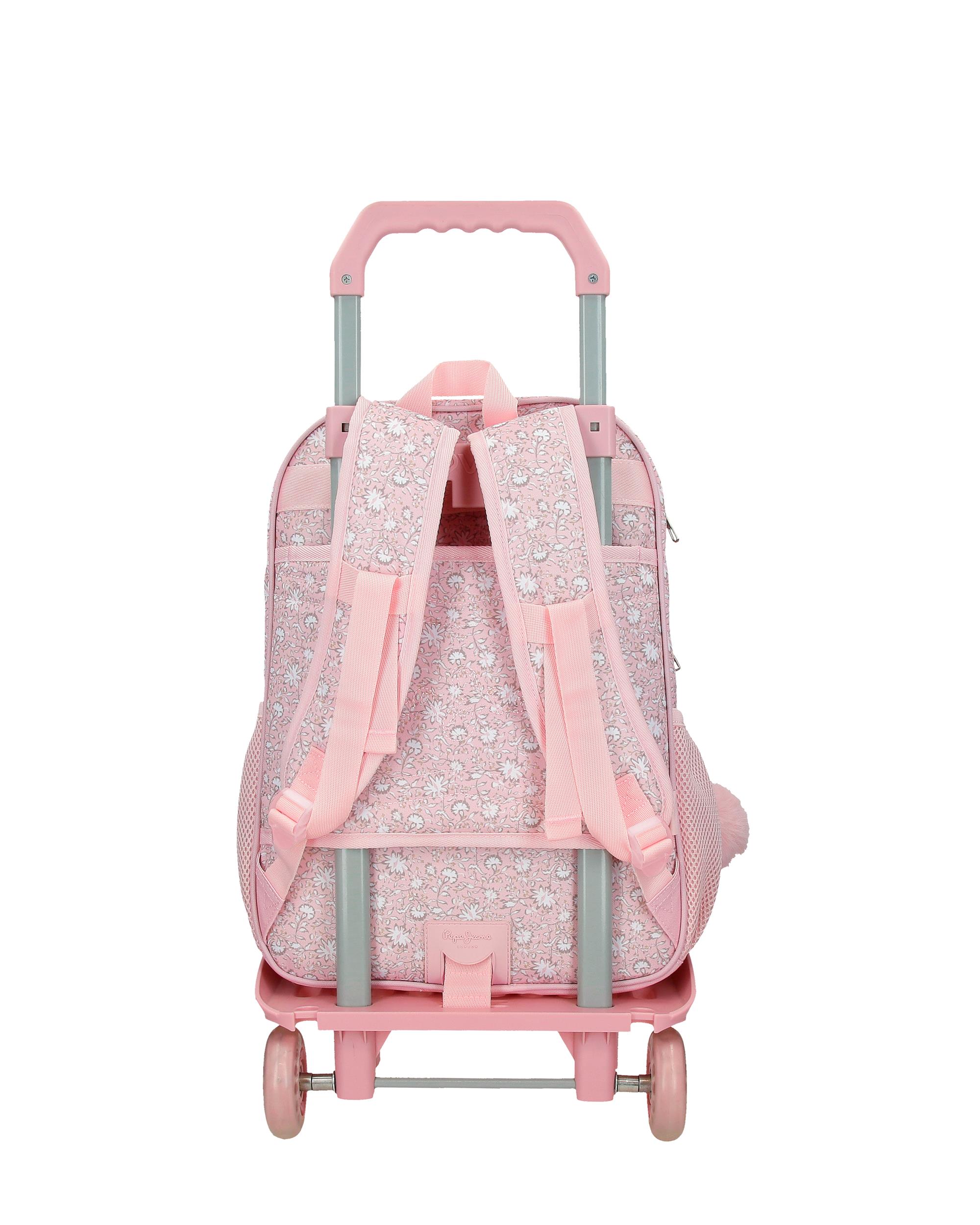 Mochila Escolar 40 Cm Pjl Mia de Dois Compartimentos com Trolley em Rosa-claro Rosa-3