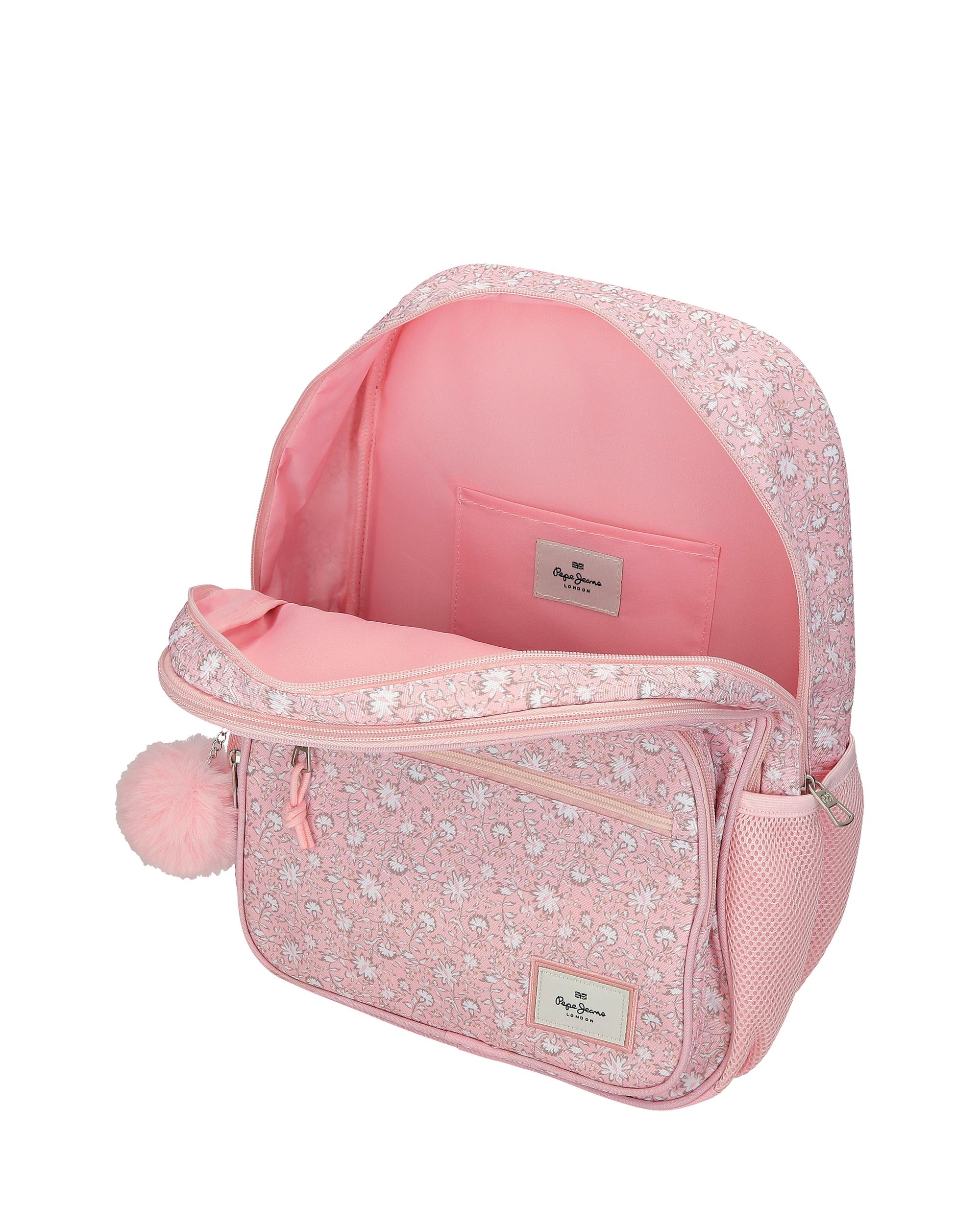 Mochila Escolar 40 Cm Pjl Mia de Dois Compartimentos com Trolley em Rosa-claro Rosa-4
