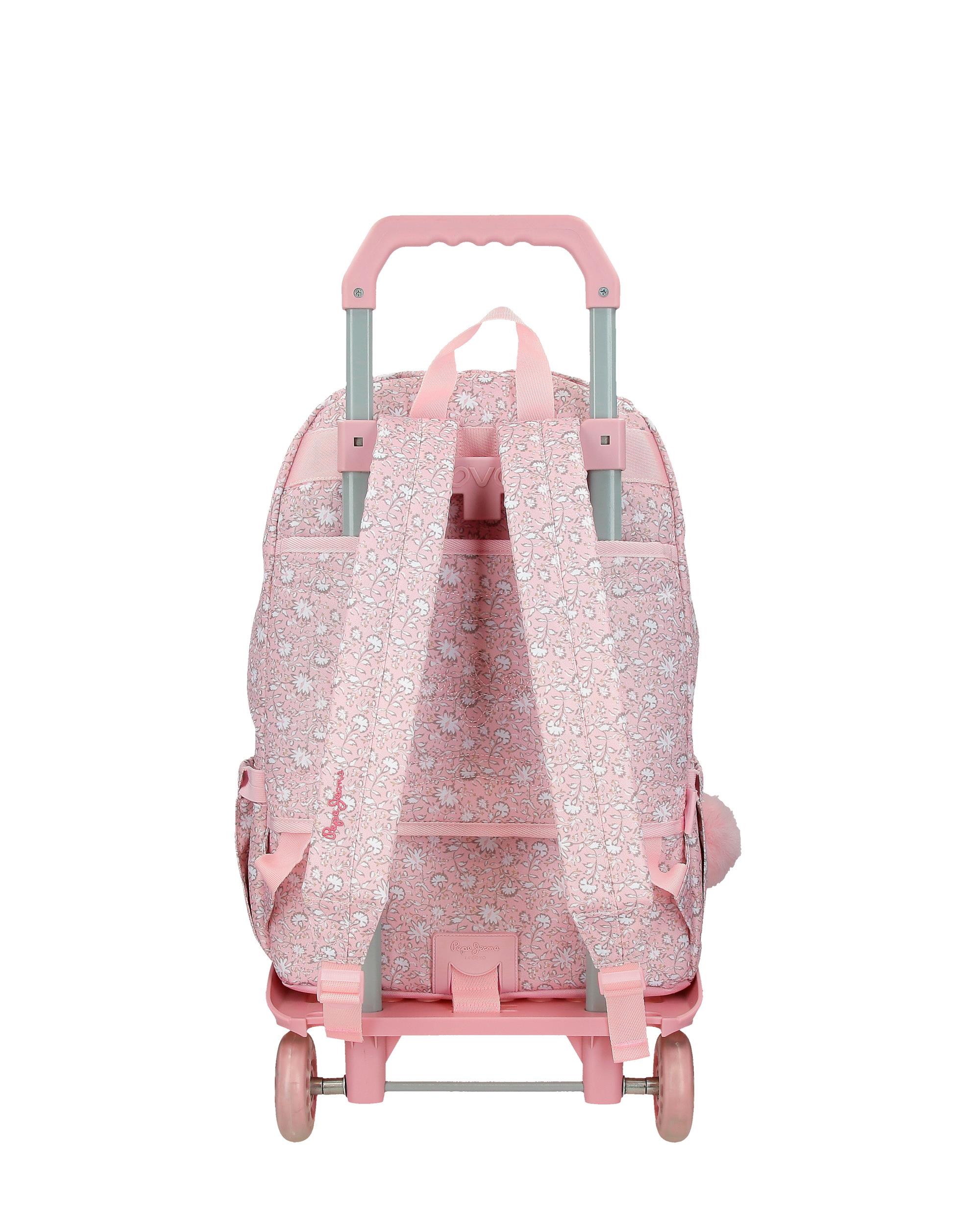 Mochila Escolar 44 Cm Pjl Mia com Trolley em Rosa-claro Rosa-3