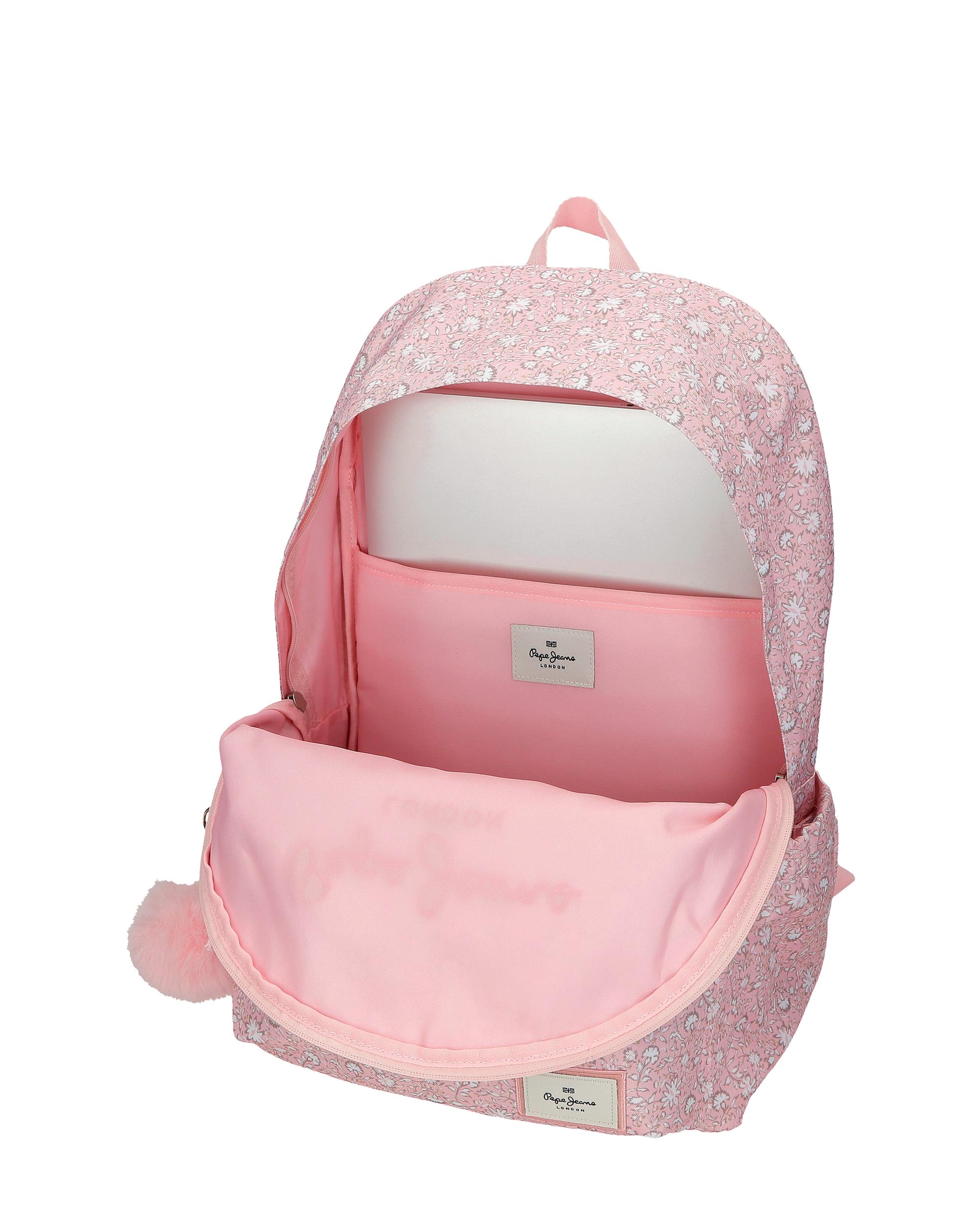 Mochila Escolar 44 Cm Pjl Mia com Trolley em Rosa-claro Rosa-4