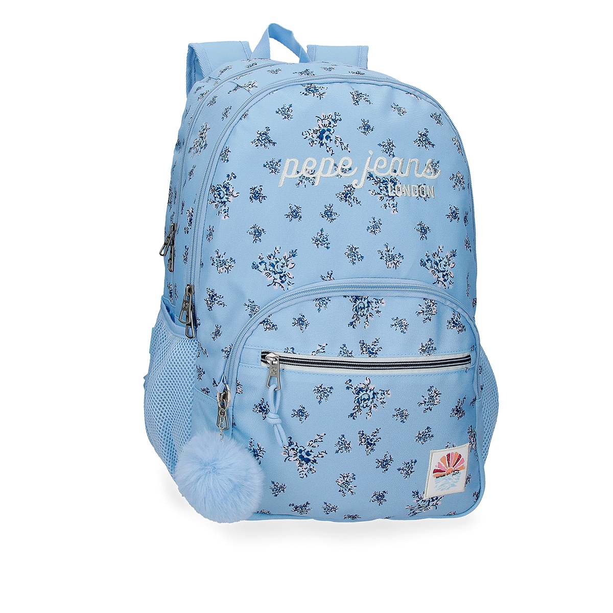 Mochila Escolar 44 Cm Pjl Olivia de Dois Compartimentos Adaptável a Carrinho Azul-claro Azul-1