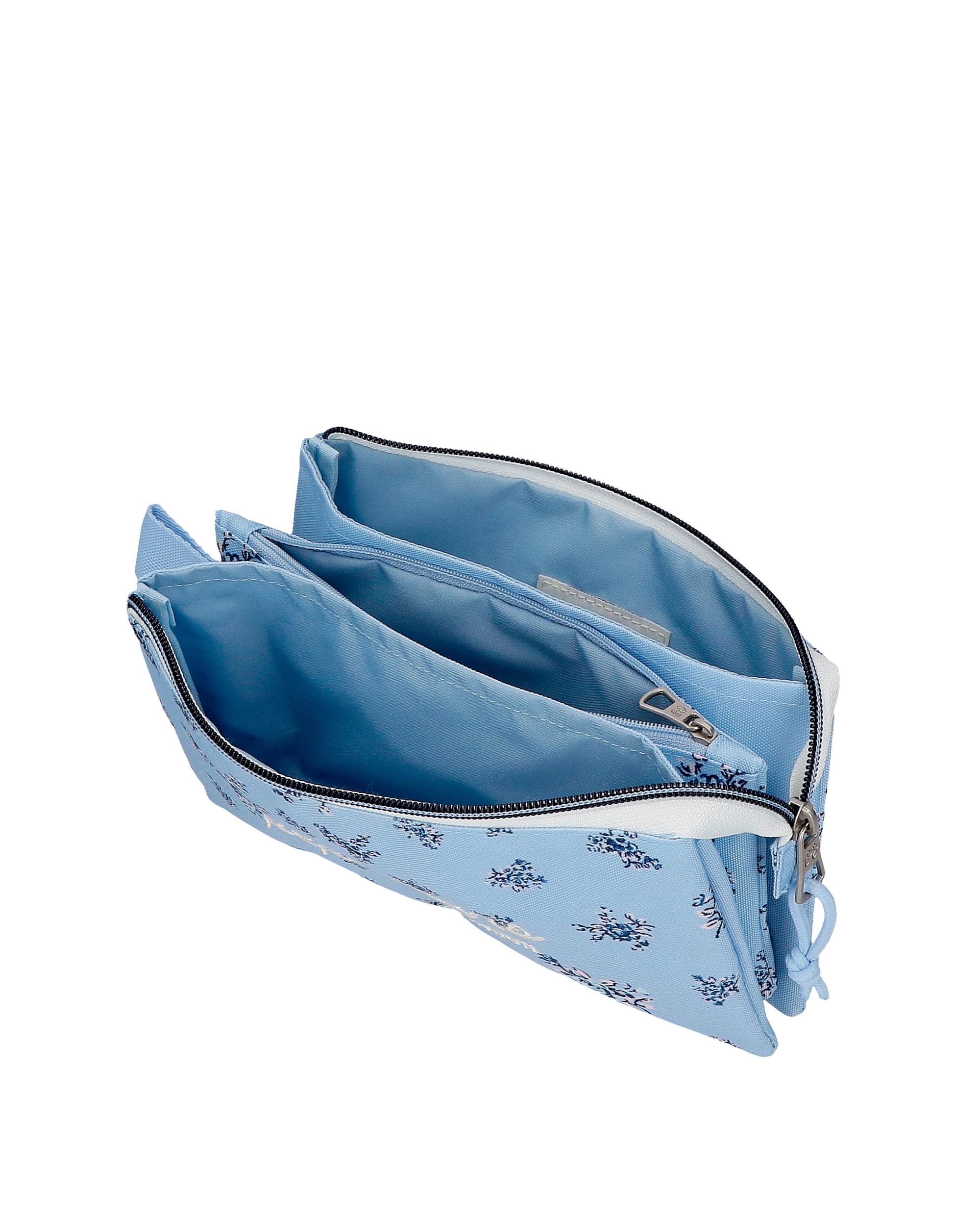 Portatudo Pjl Olivia Três Compartimentos em Azul-claro Azul-4