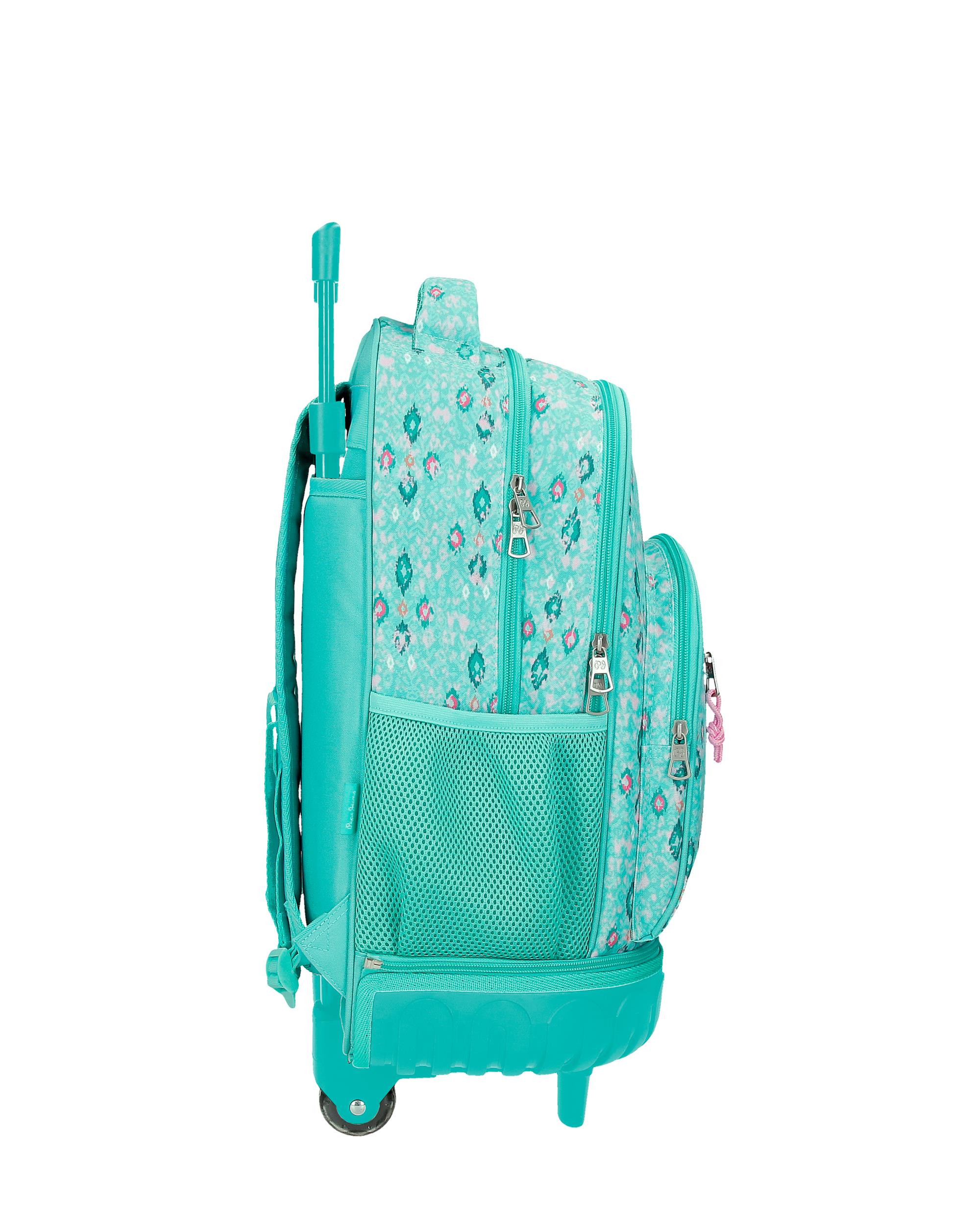 Mochila Compact Desmontável de Duas Rodas Pjl Sun Turquesa Verde Azul-2