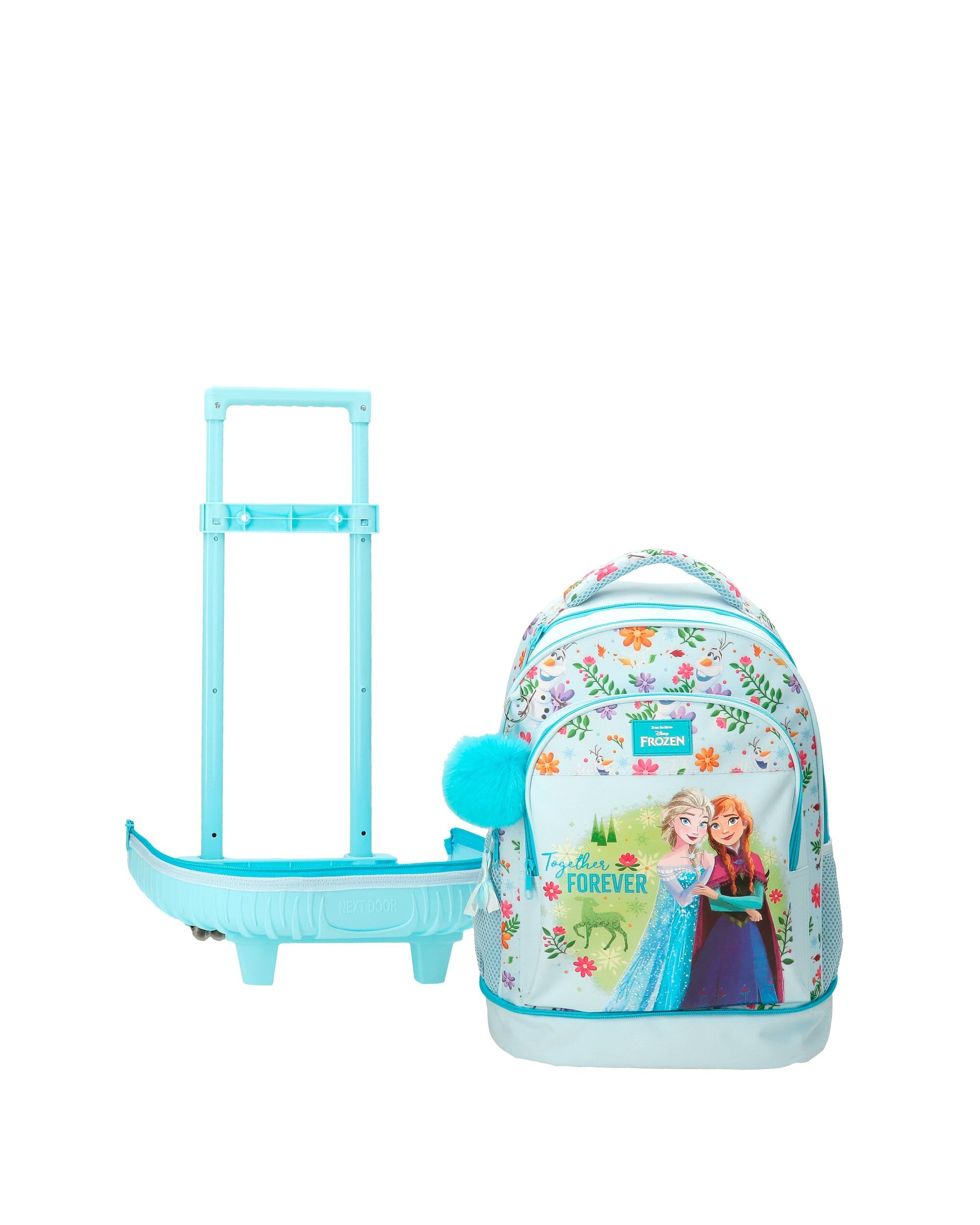 Mochila Compact Desmontável com Duas Rodas Frozen Forever com Capacidade de 30,24l em Azul-claro Azul-6