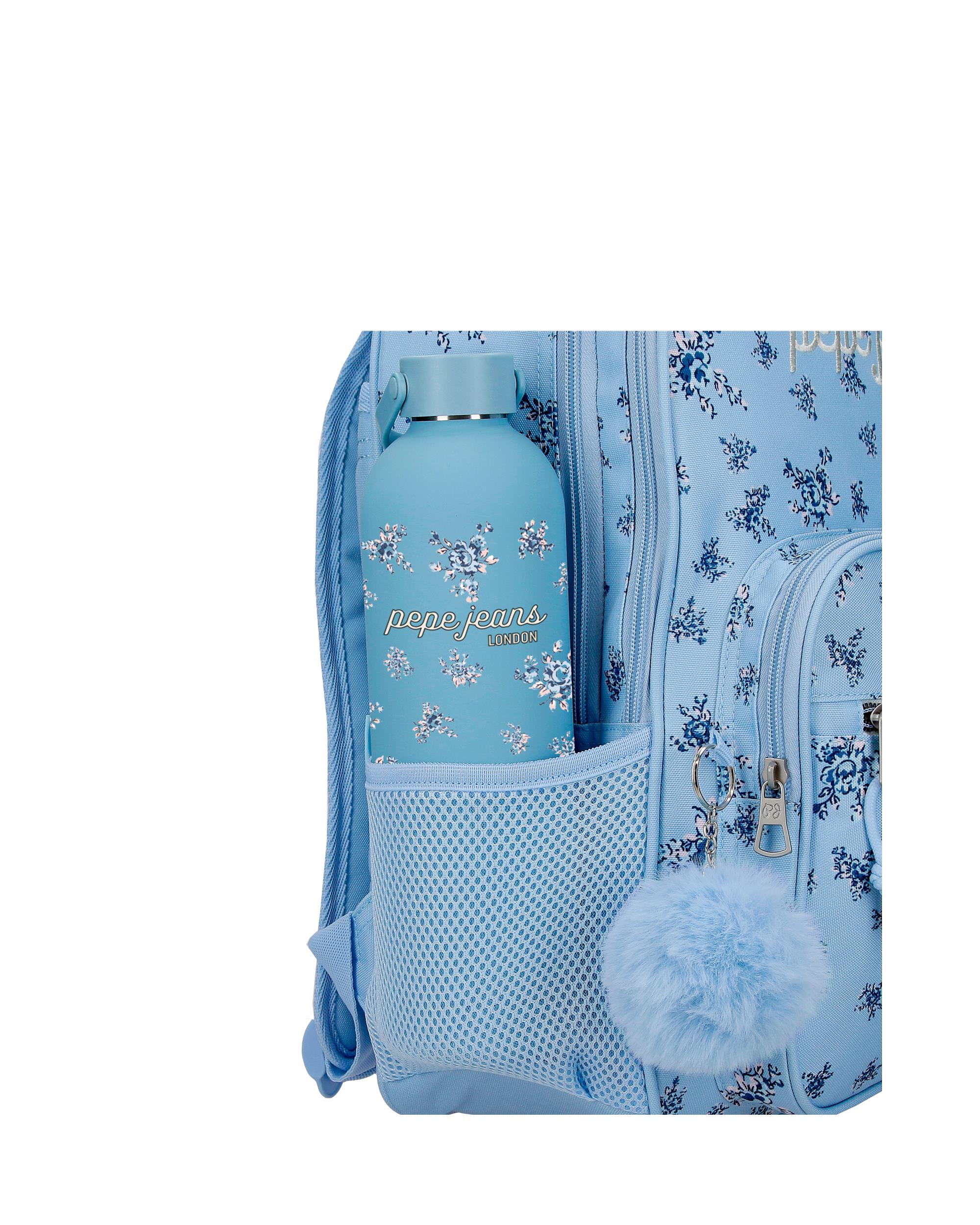 Mochila Escolar 40 Cm Pjl Olivia de Dois Compartimentos com Carrinho em Azul-claro Azul-5