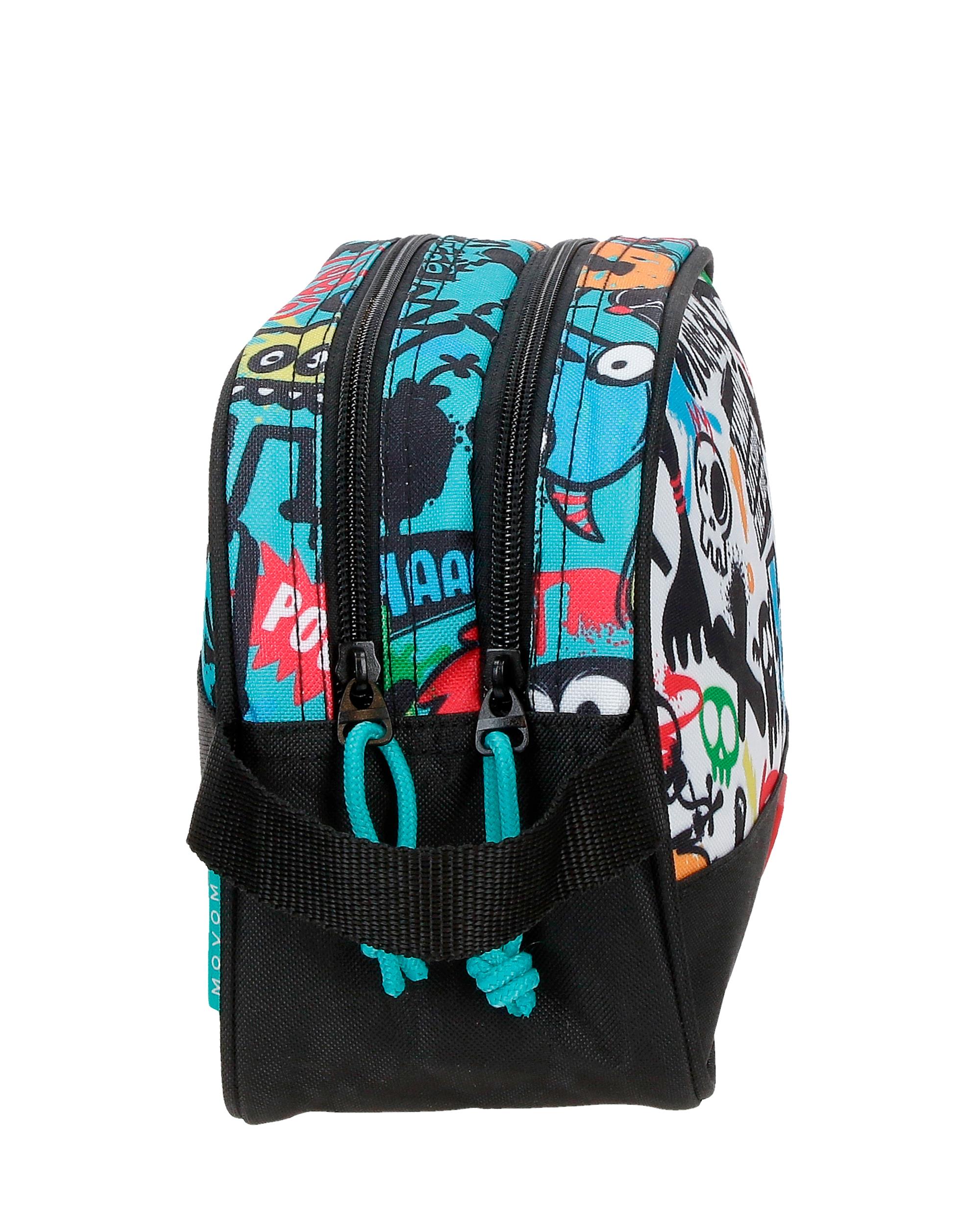 Necessaire Adaptável Dois Compartimentos Movom Monsters Preto-2