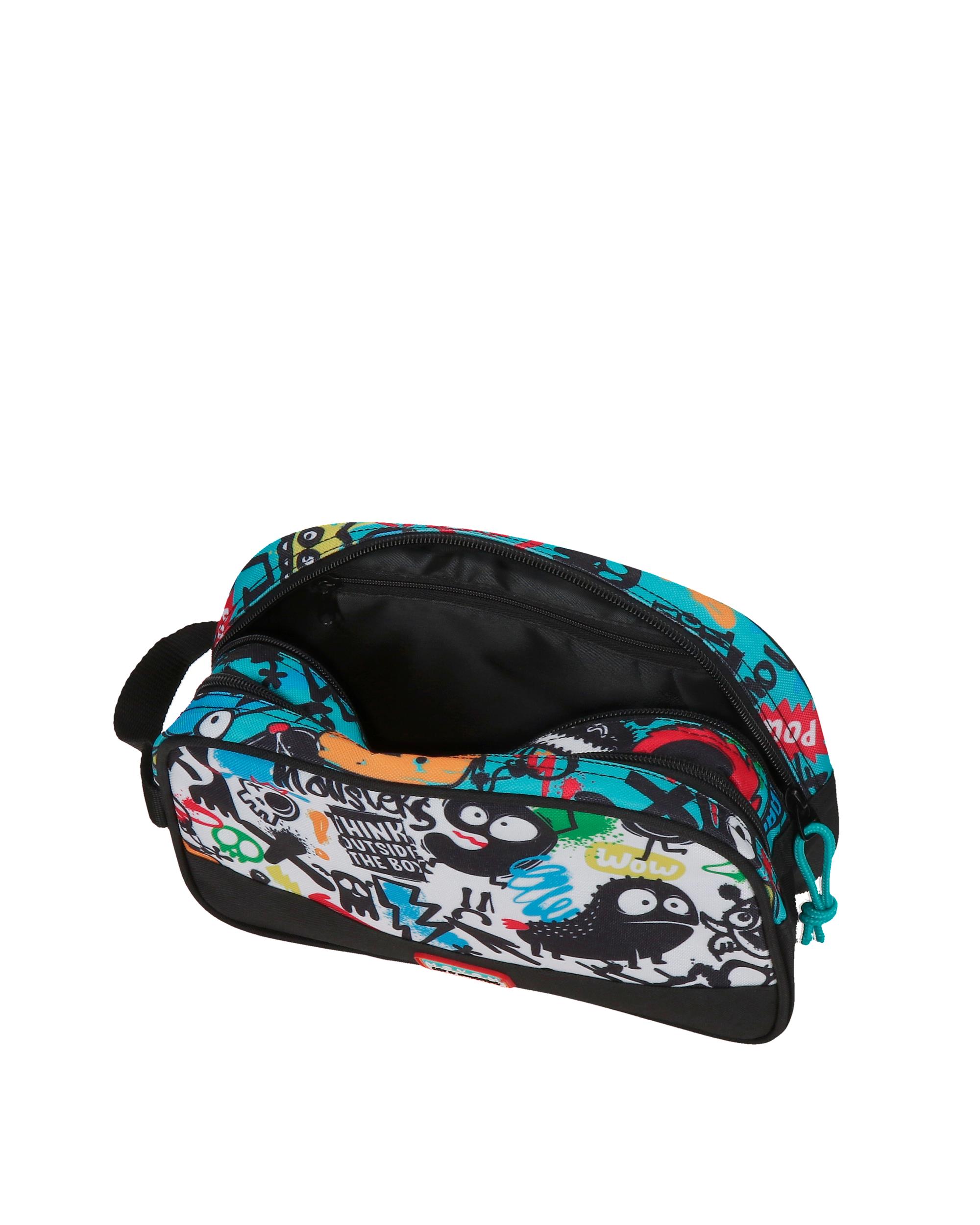 Necessaire Adaptável Dois Compartimentos Movom Monsters Preto-4