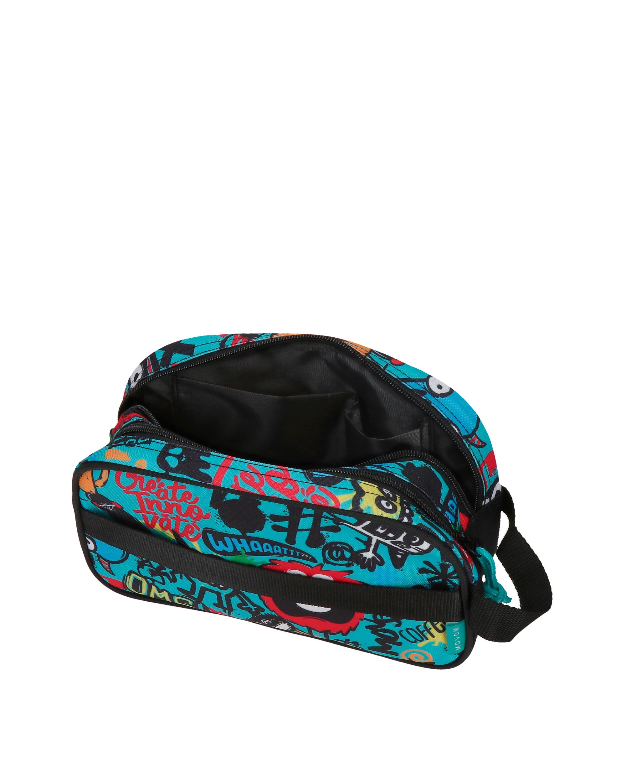 Necessaire Adaptável Dois Compartimentos Movom Monsters Preto-5