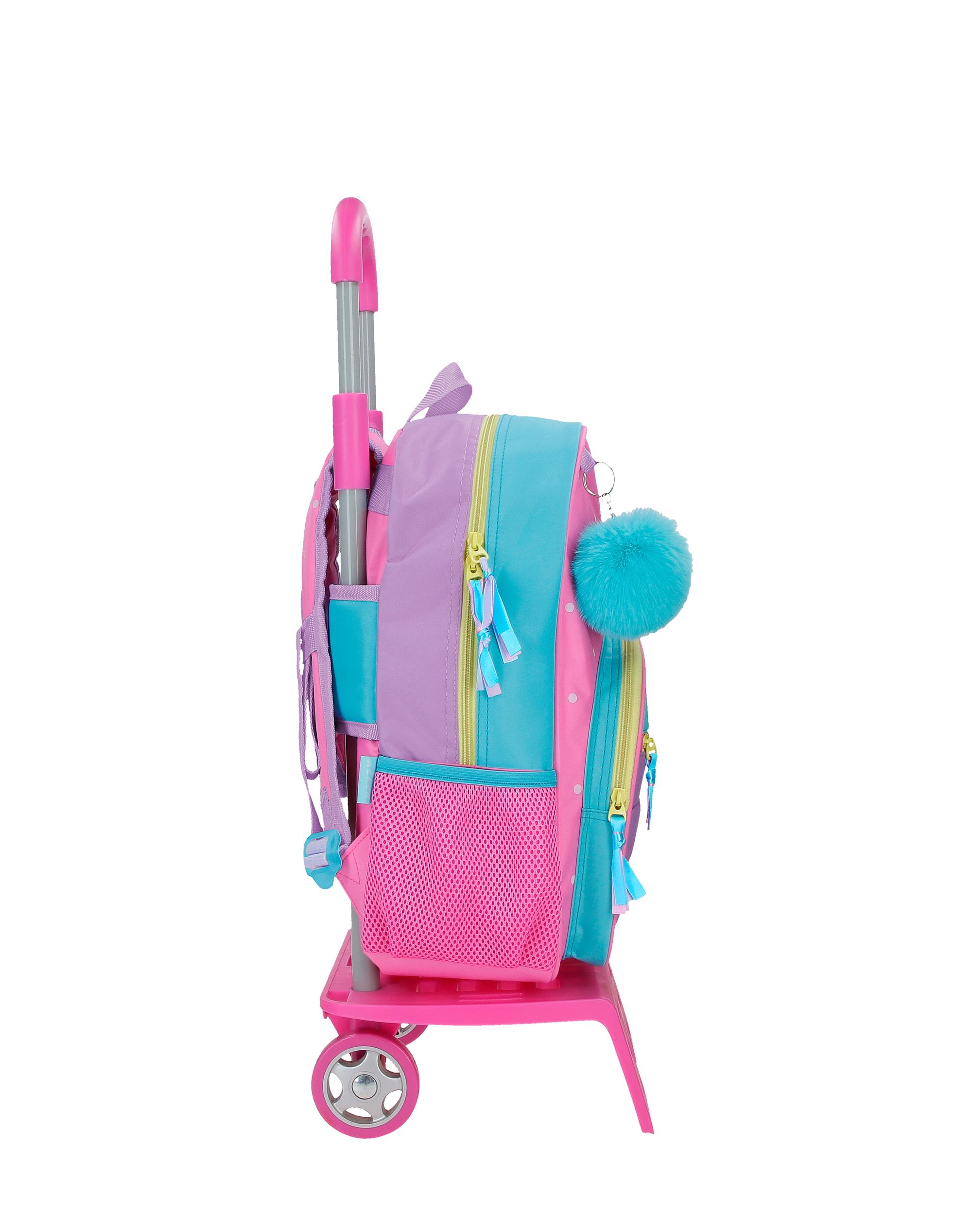Mochila Escolar Movom Block com Capacidade de 13,68l com Carrinho Rosa Rosa-2