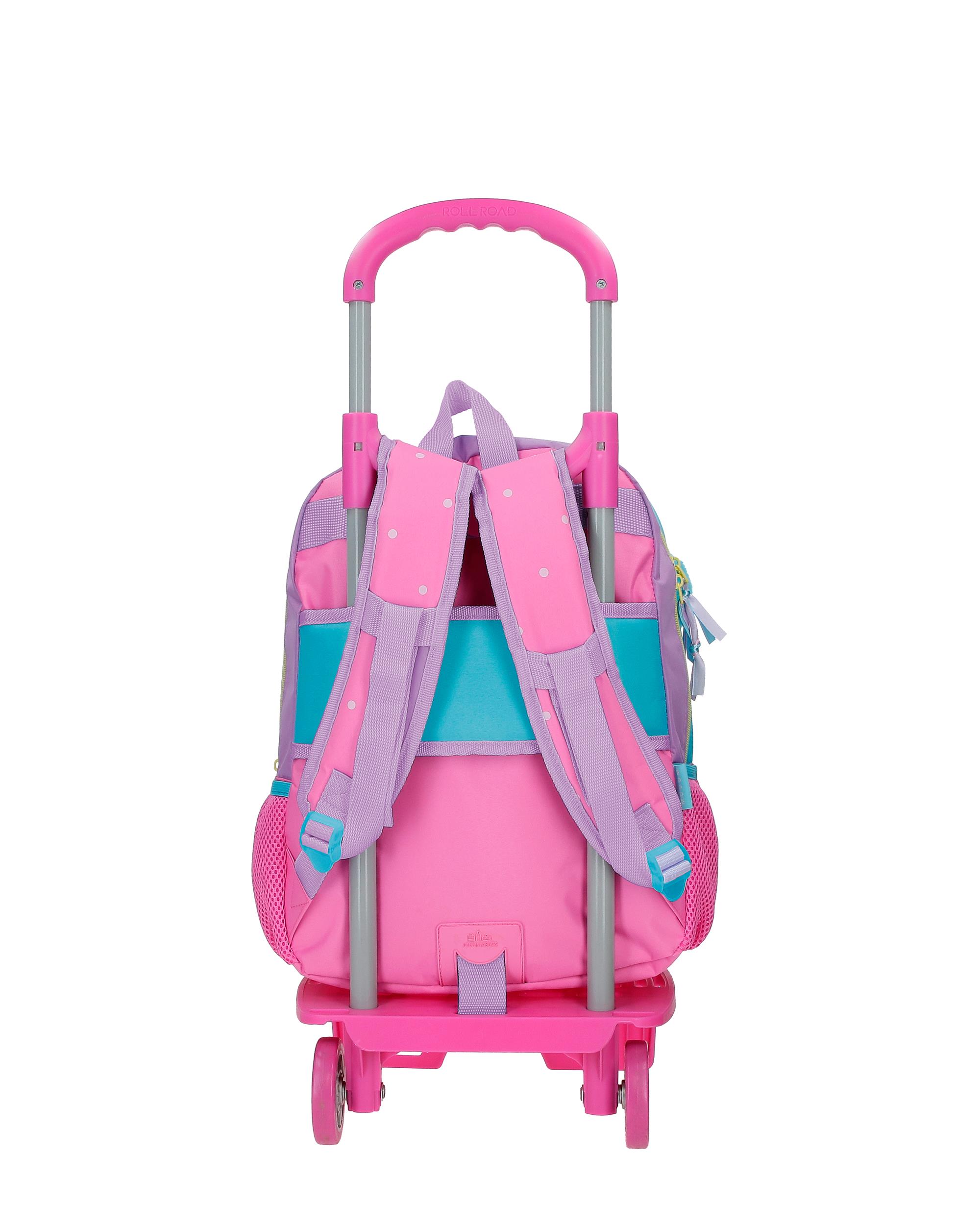 Mochila Escolar Movom Block com Capacidade de 13,68l com Carrinho Rosa Rosa-3