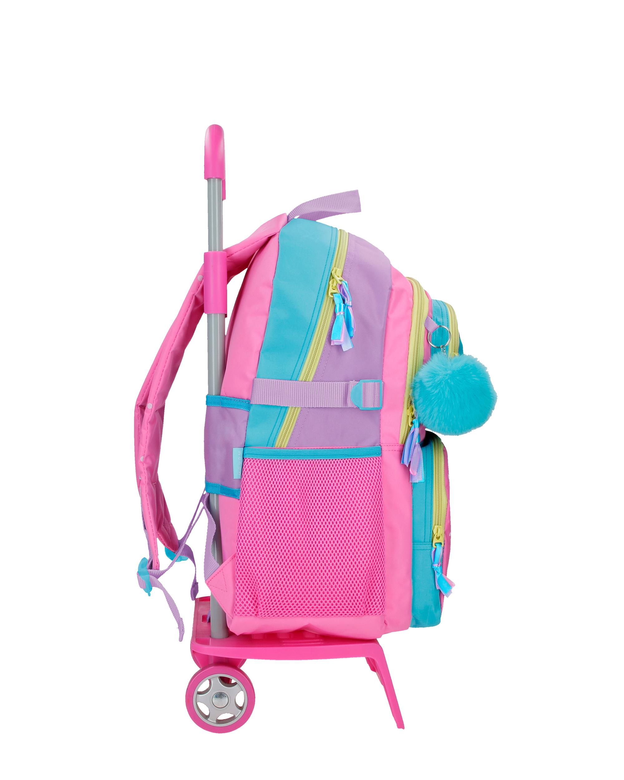 Mochila Escolar de Dois Compartimentos Movom Block com Capacidade de 27,4l com Trolley Rosa Rosa-2