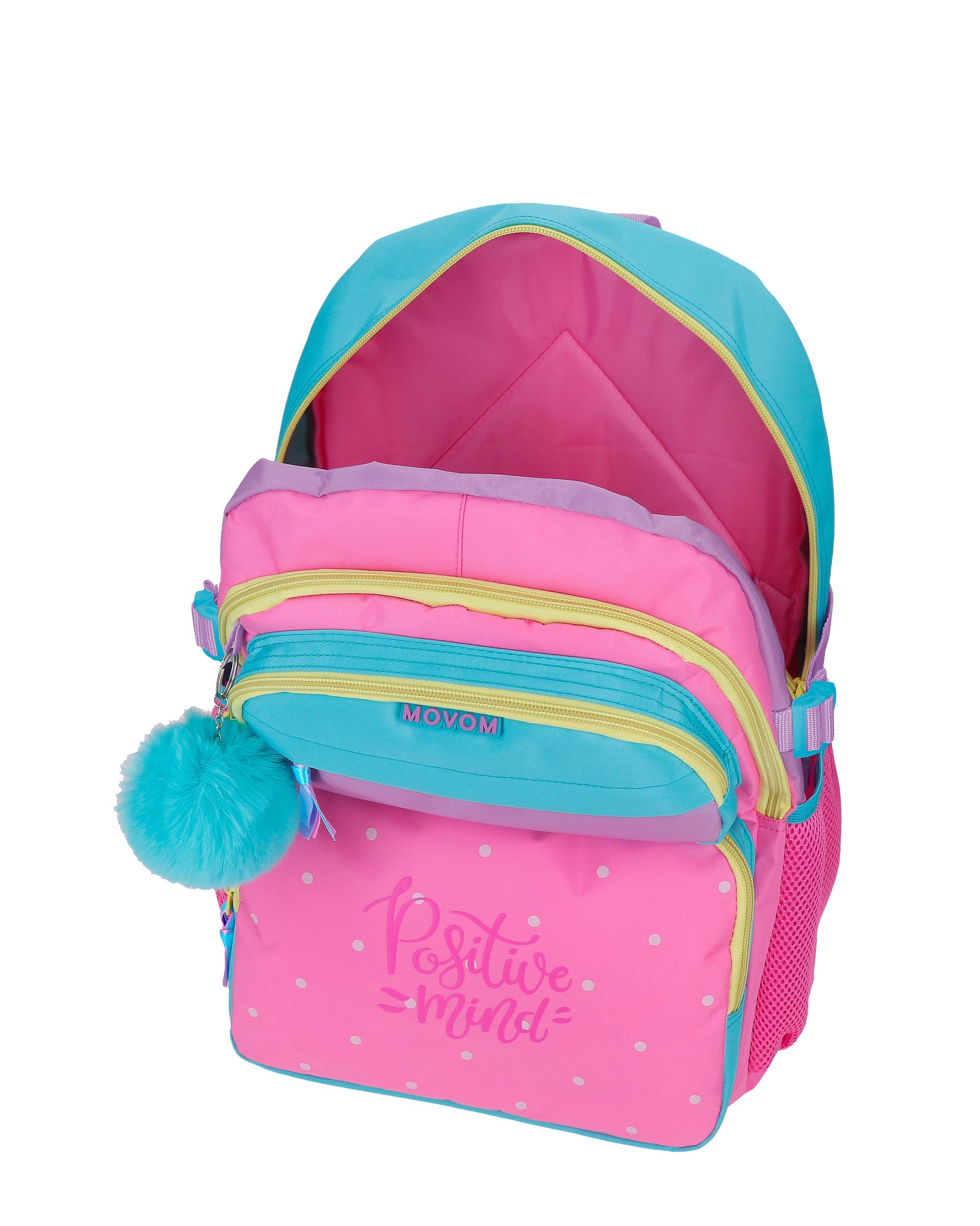 Mochila Escolar de Dois Compartimentos Movom Block com Capacidade de 27,4l com Trolley Rosa Rosa-4