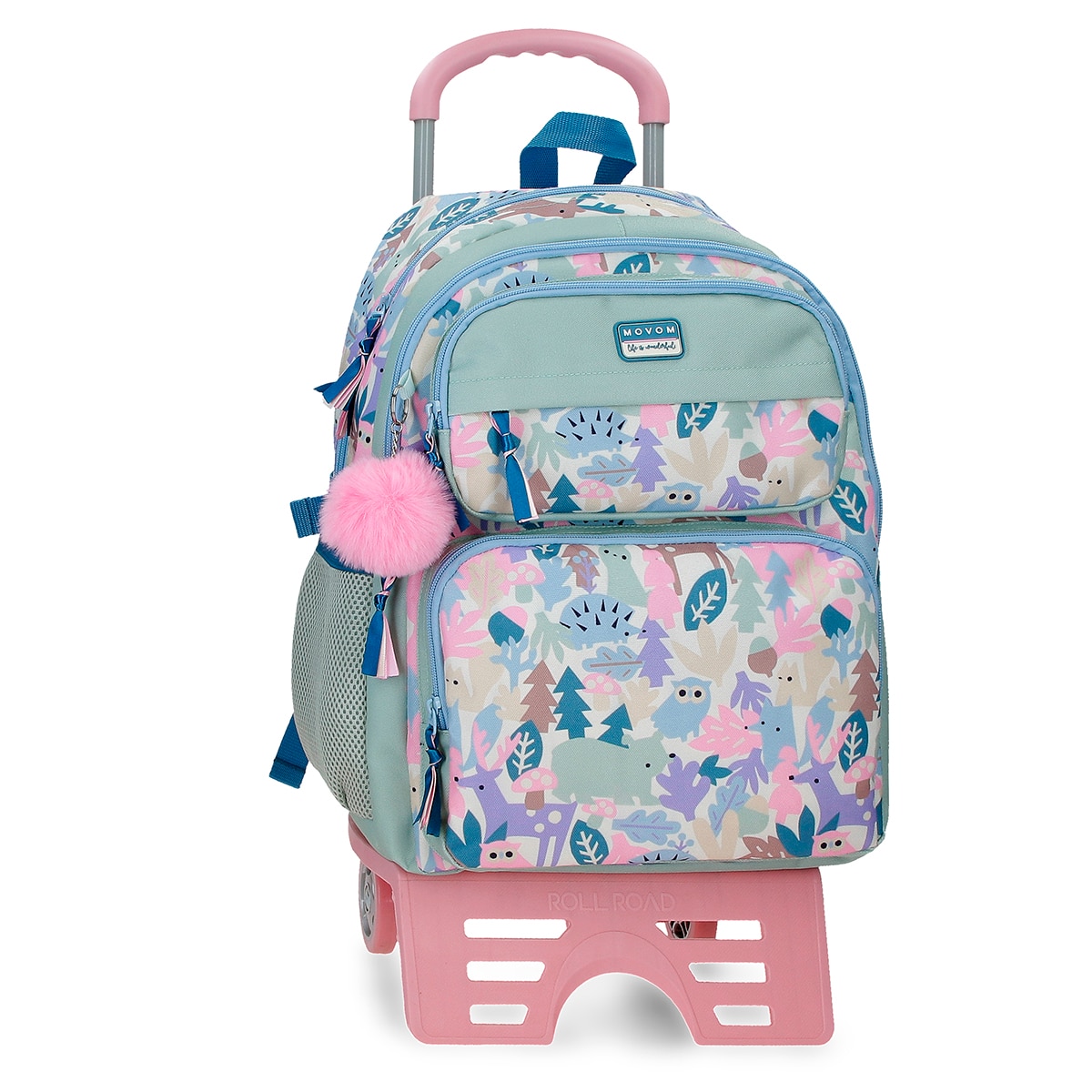 Imagem 0 de Mochila Escolar de Dois Compartimentos Movom Forest Verde-claro com Capacidade de 27,4l com Carrinho Verde-claro