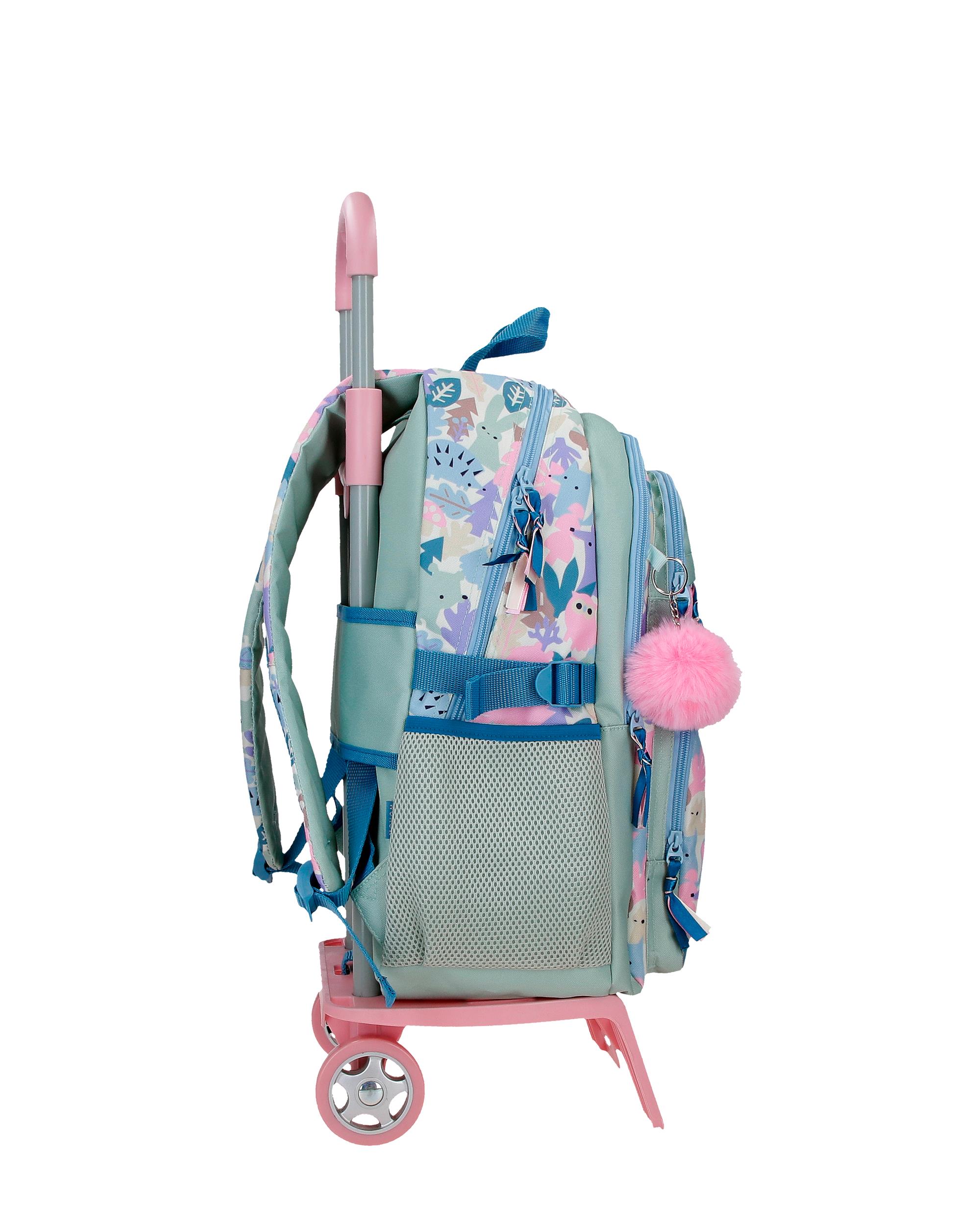 Mochila Escolar de Dois Compartimentos Movom Forest Verde-claro com Capacidade de 27,4l com Carrinho Verde-claro Verde-2