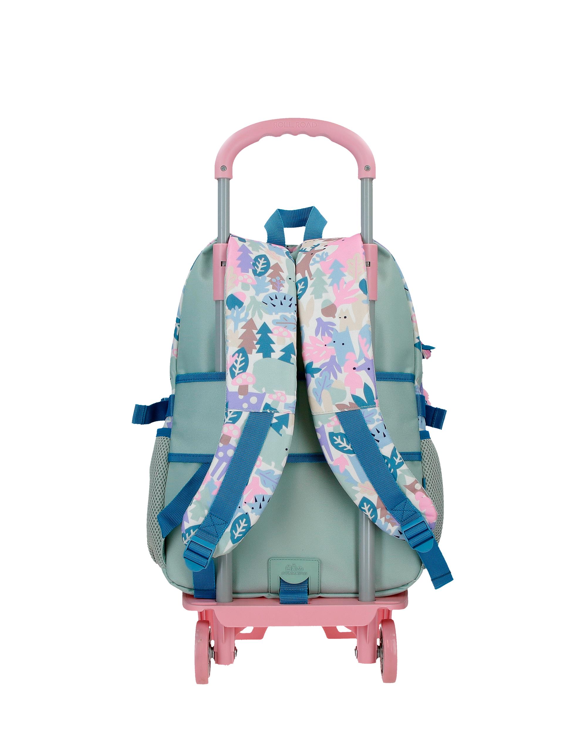 Mochila Escolar de Dois Compartimentos Movom Forest Verde-claro com Capacidade de 27,4l com Carrinho Verde-claro Verde-3