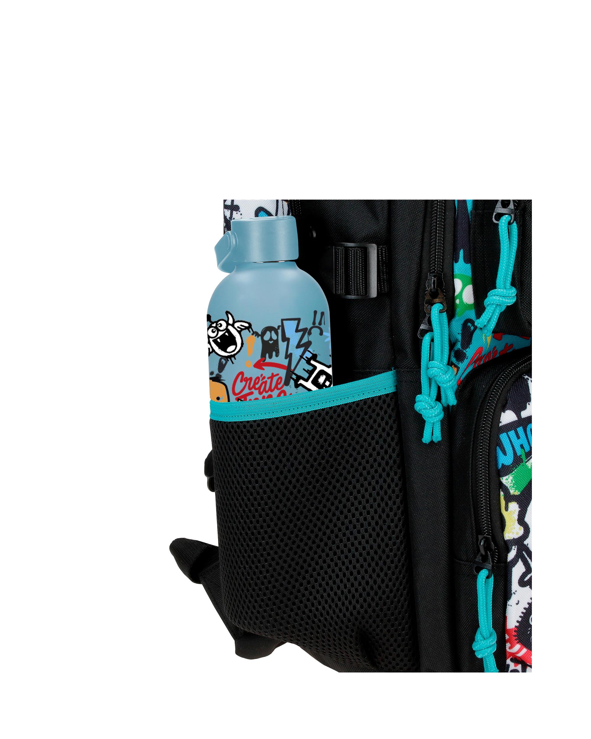 Mochila Escolar Movom Monsters Preta com Capacidade de 15,6l com Trolley em Preto Preto-6