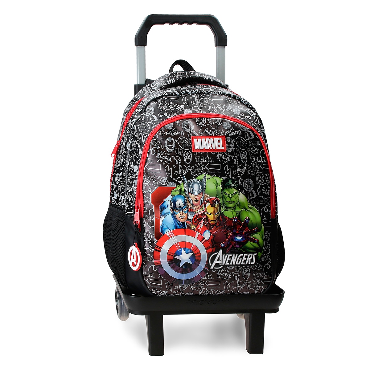 Imagem 0 de Mochila Escolar de Dois Compartimentos Team Avengers com Capacidade de 16,5l com Trolley em Preto