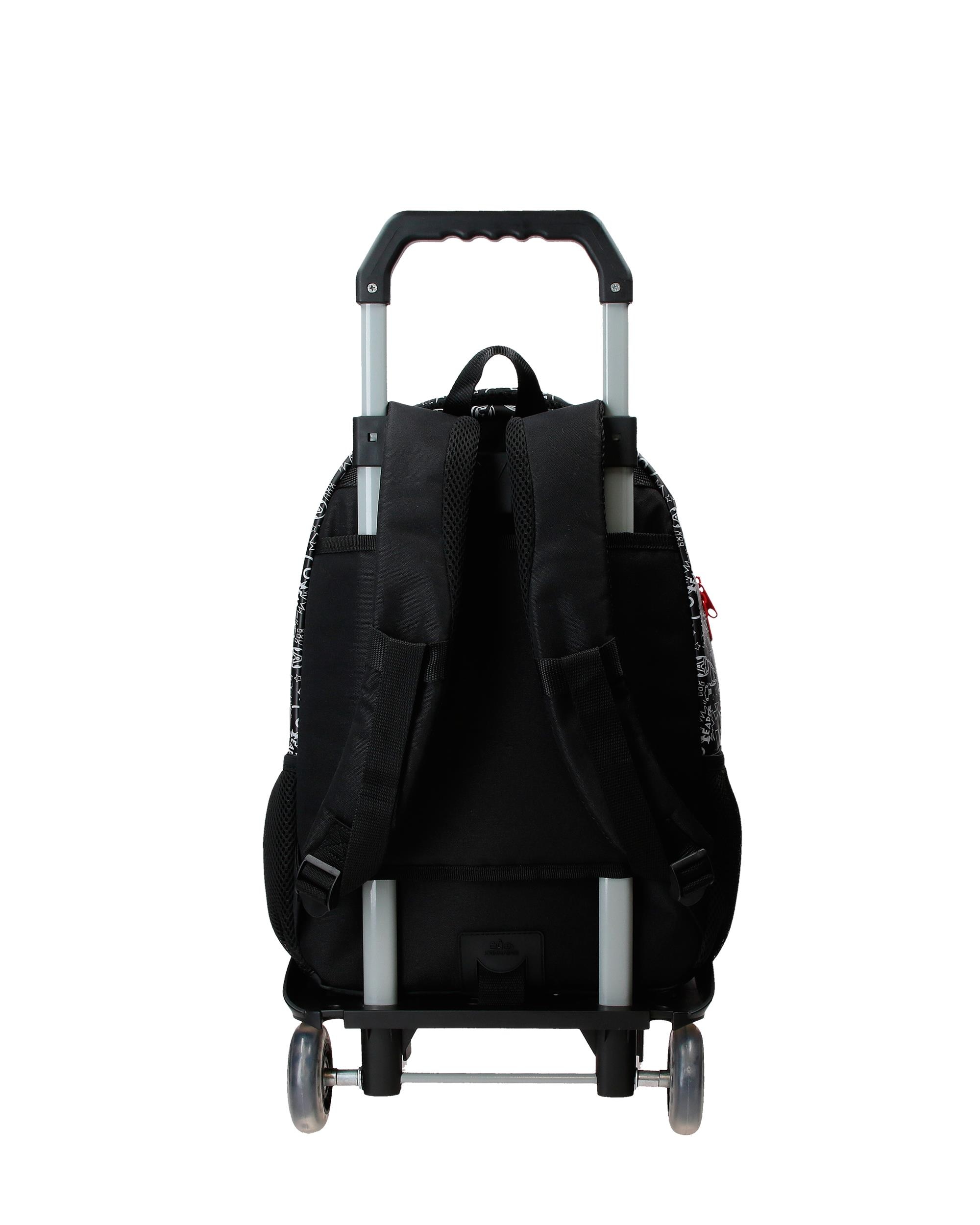 Mochila Escolar de Dois Compartimentos Team Avengers com Capacidade de 16,5l com Trolley em Preto Preto-3