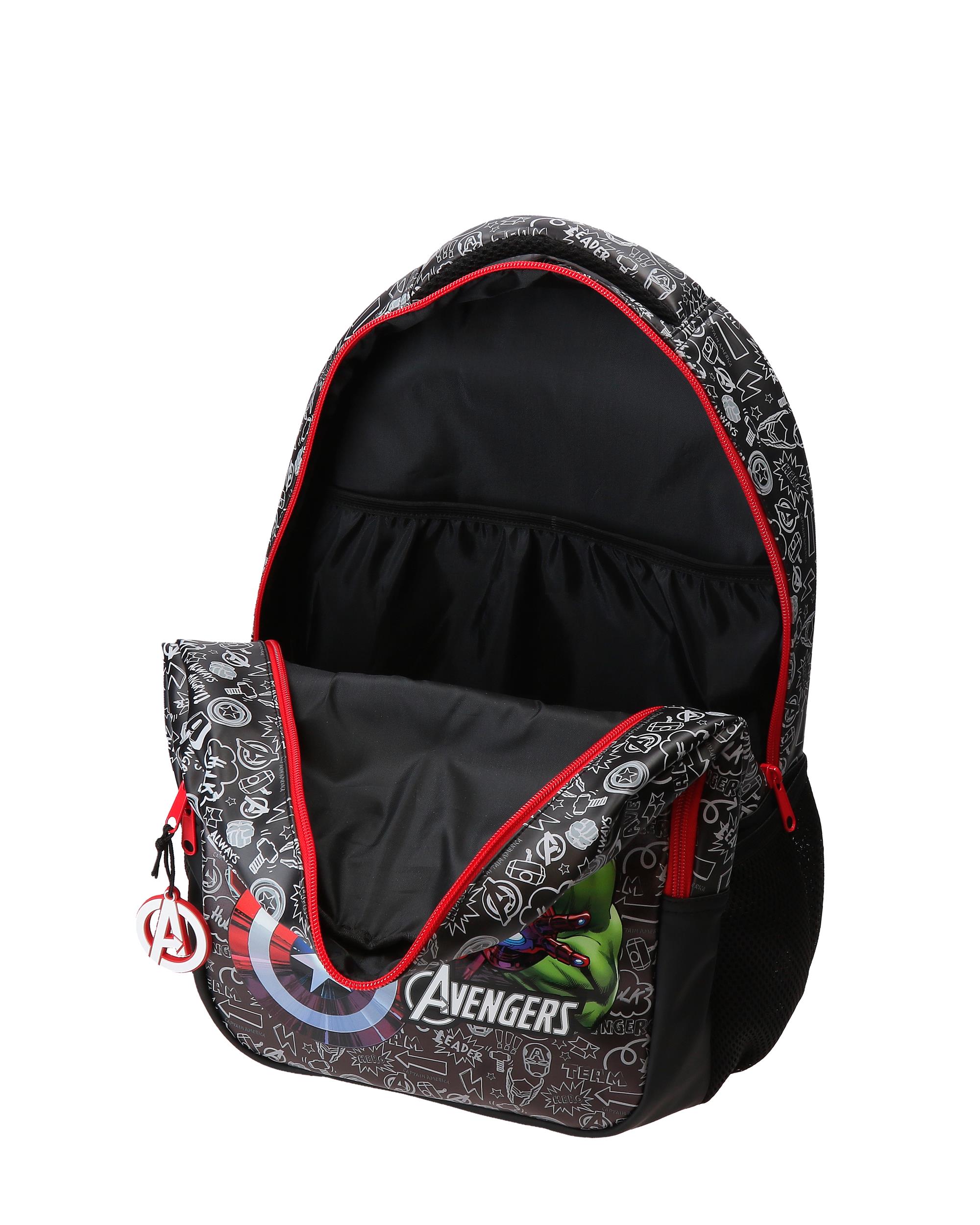 Mochila Escolar de Dois Compartimentos Team Avengers com Capacidade de 16,5l com Trolley em Preto Preto-4