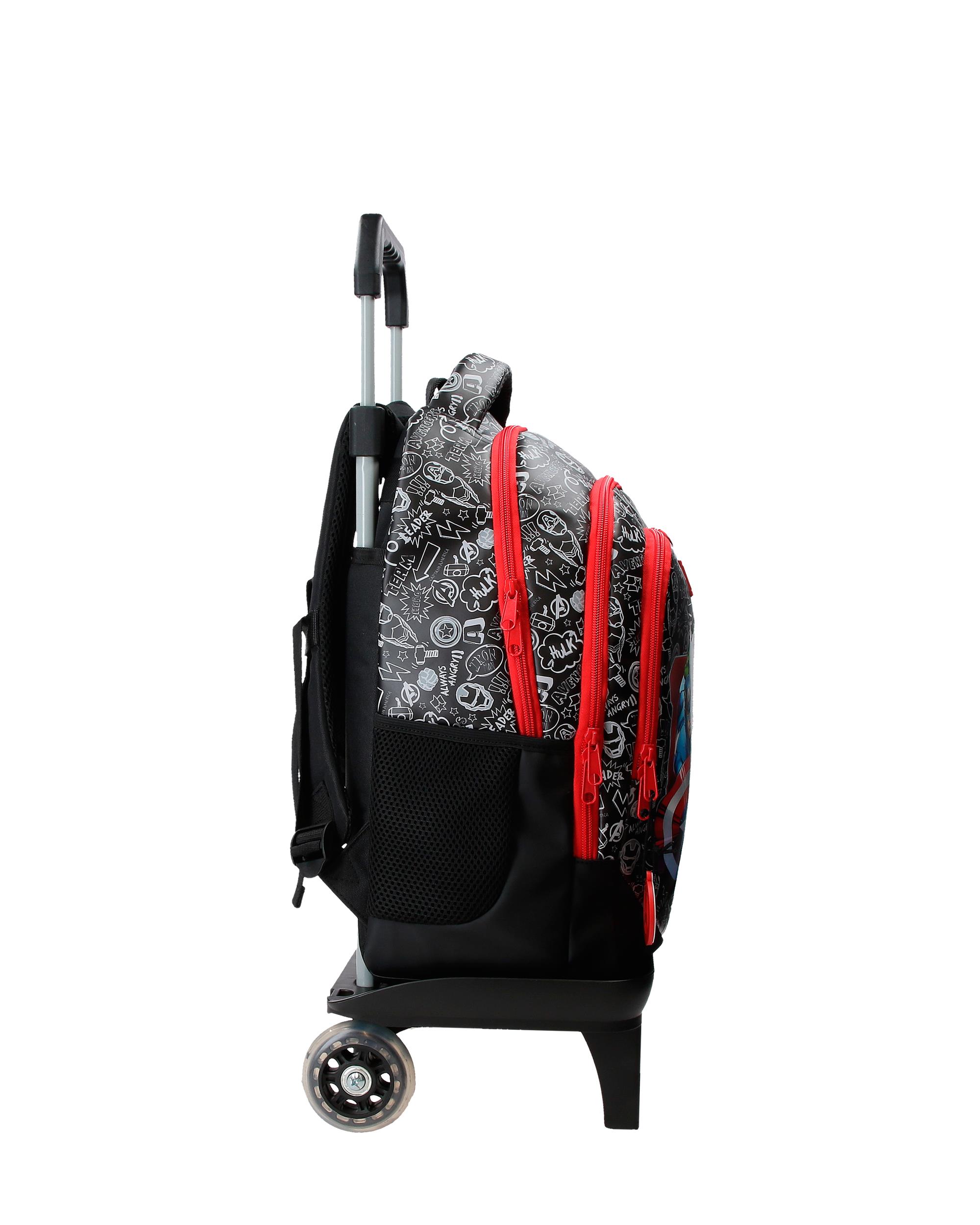 Mochila Escolar Três Compartimentos Team Avengers com Capacidade de 16,5l com Carro em Preto Preto-2