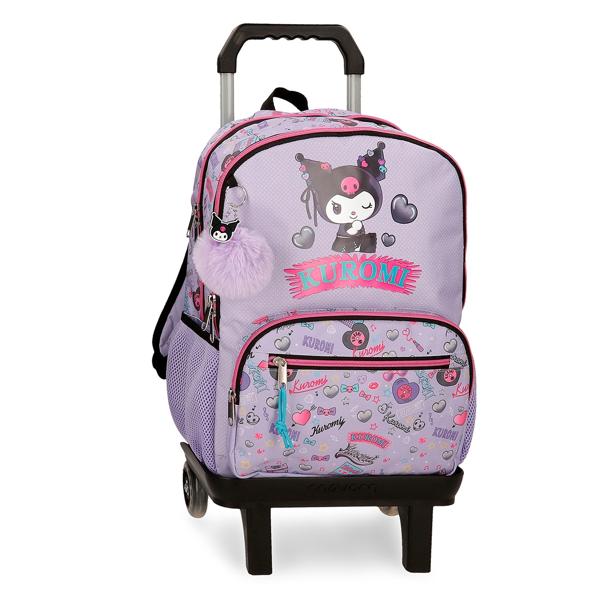 Imagem 0 de Mochila Escolar de Compartimento Duplo Kuromi Retropop com Capacidade de 24l com Carro Roxo