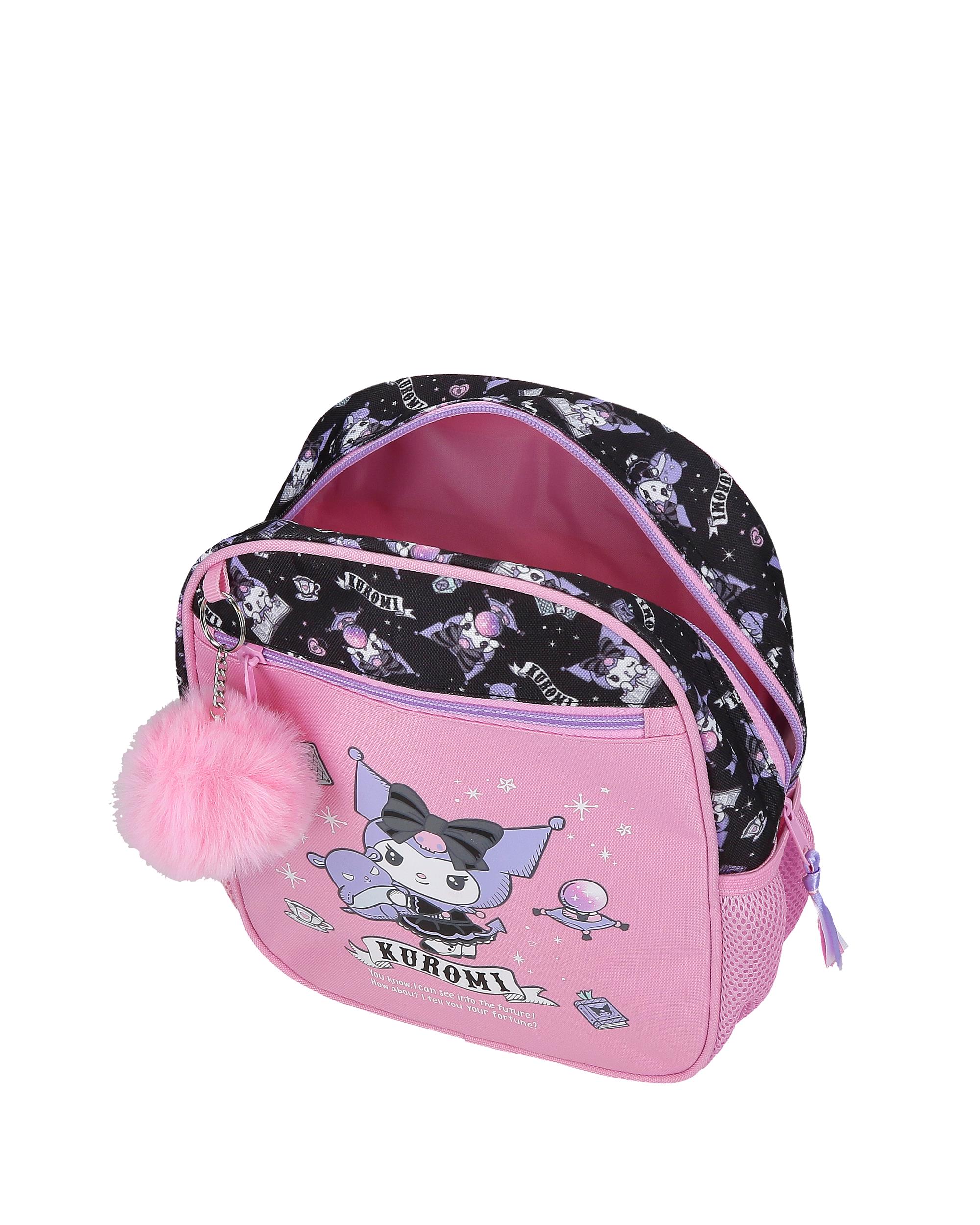 Mochila Kuromi Fortune Telling com Capacidade de 6,44l com Carro Rosa Rosa-4