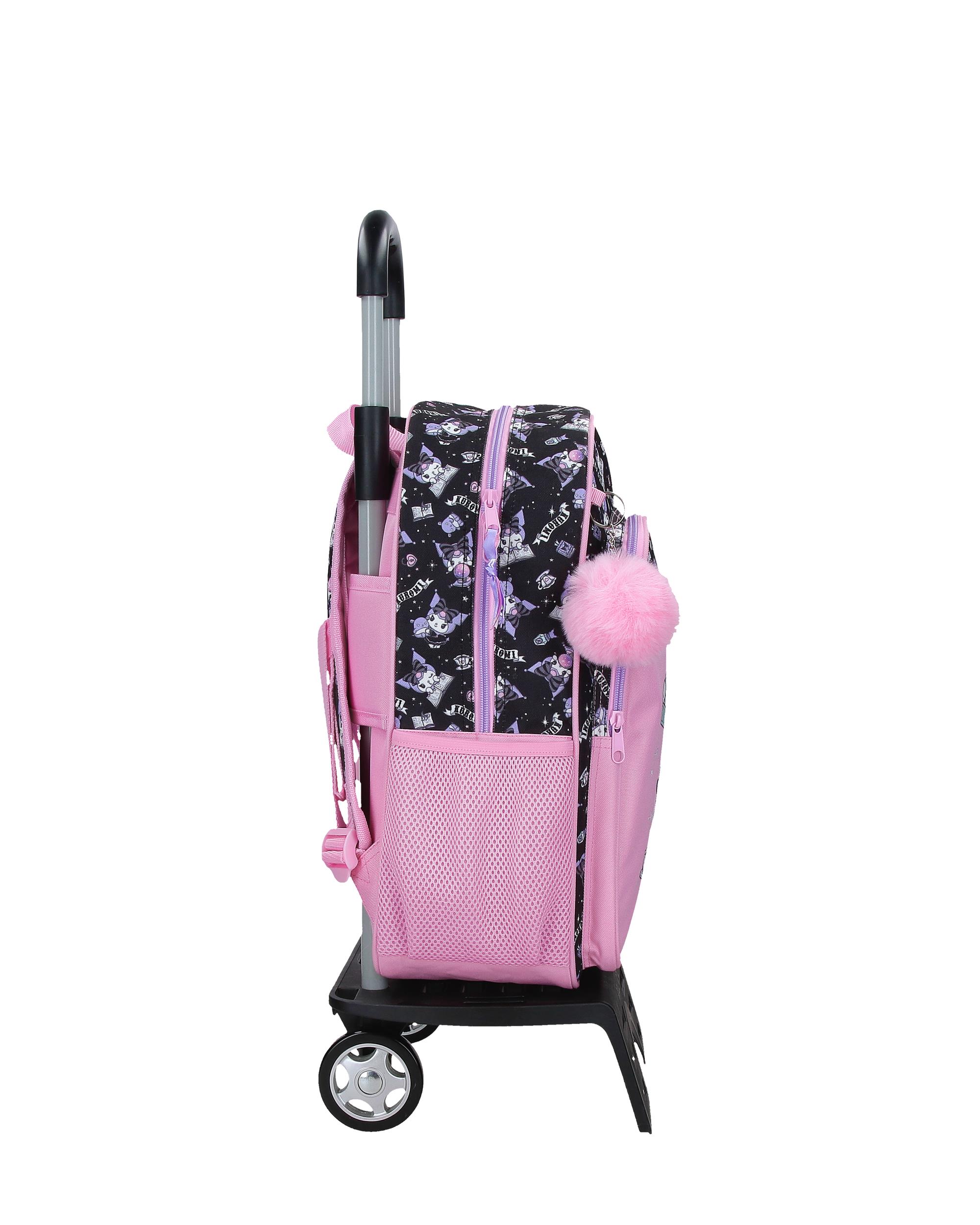 Mochila Escolar Kuromi Fortune Telling com Capacidade de 15,6l com Carro Rosa Rosa-2