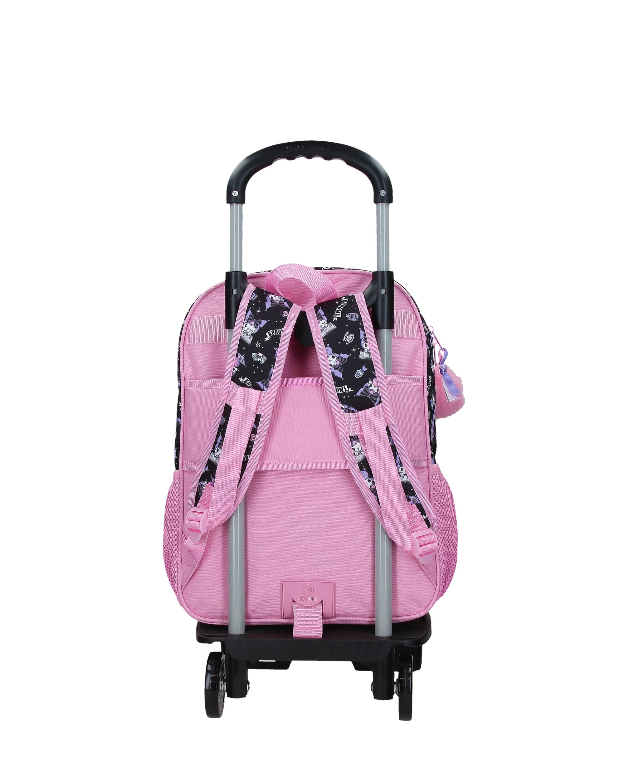 Mochila Escolar Kuromi Fortune Telling com Capacidade de 15,6l com Carro Rosa Rosa-3