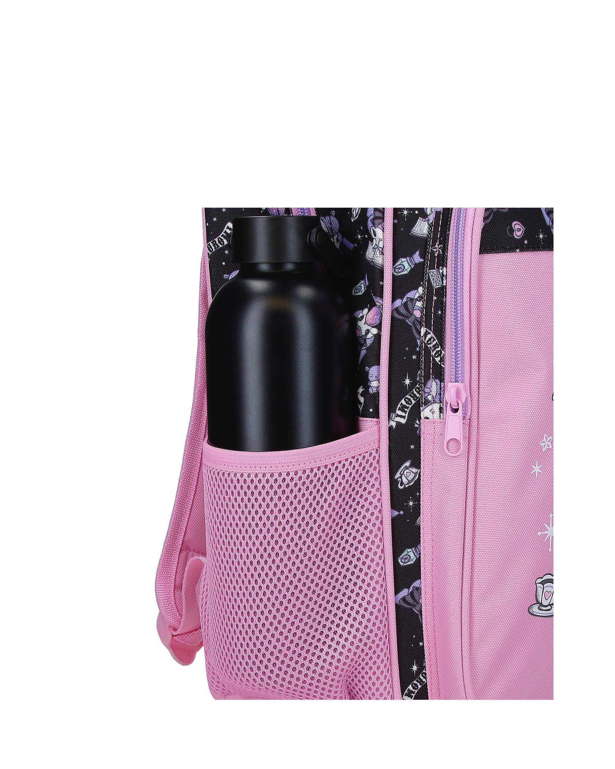 Mochila Escolar de Dois Compartimentos Kuromi Fortune Telling com Capacidade de 15,6l com Carro Rosa Rosa-6