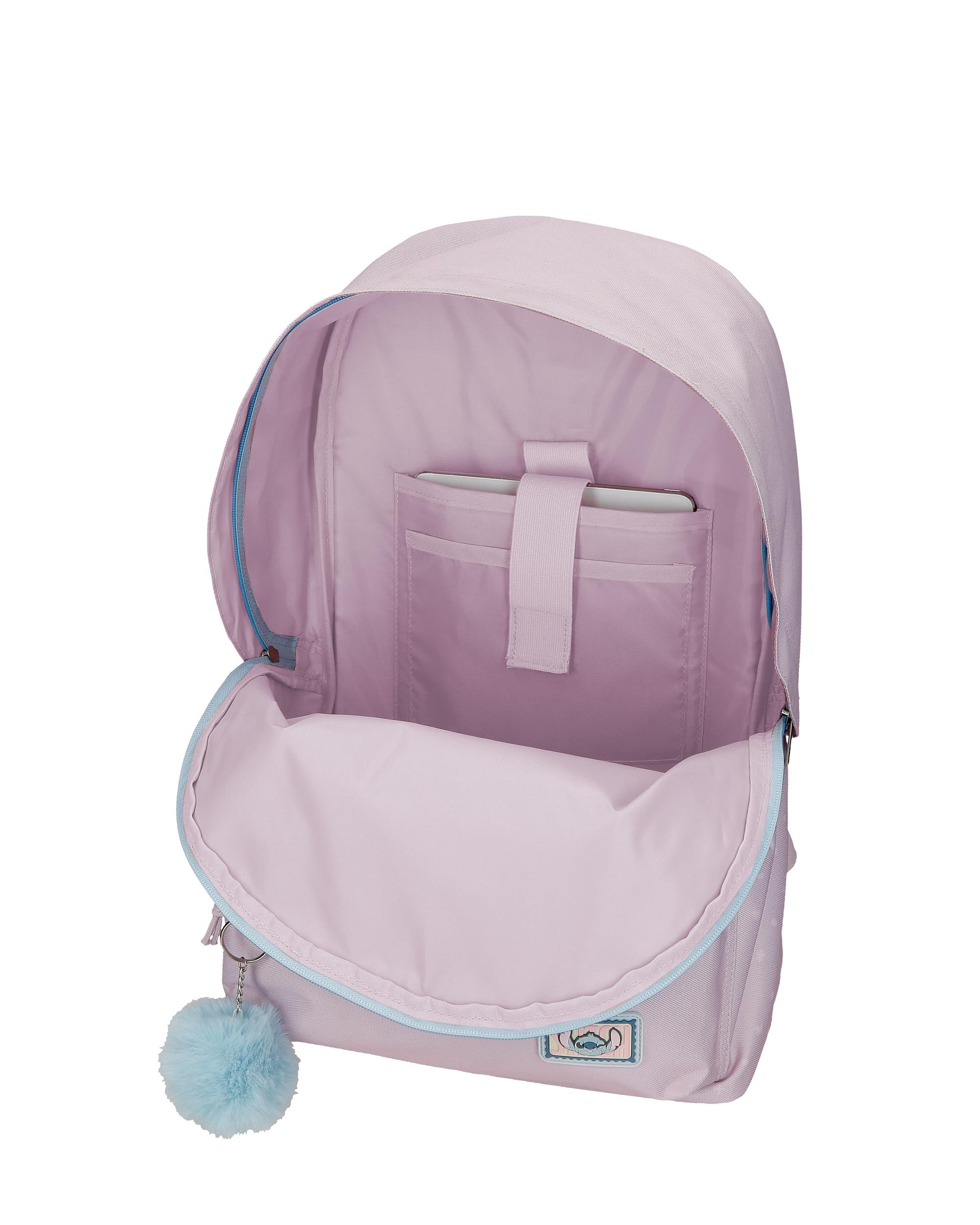 Mochila Adaptável com Carro 44cm Disney From Hawaii com Capacidade de 21l Rosa-4
