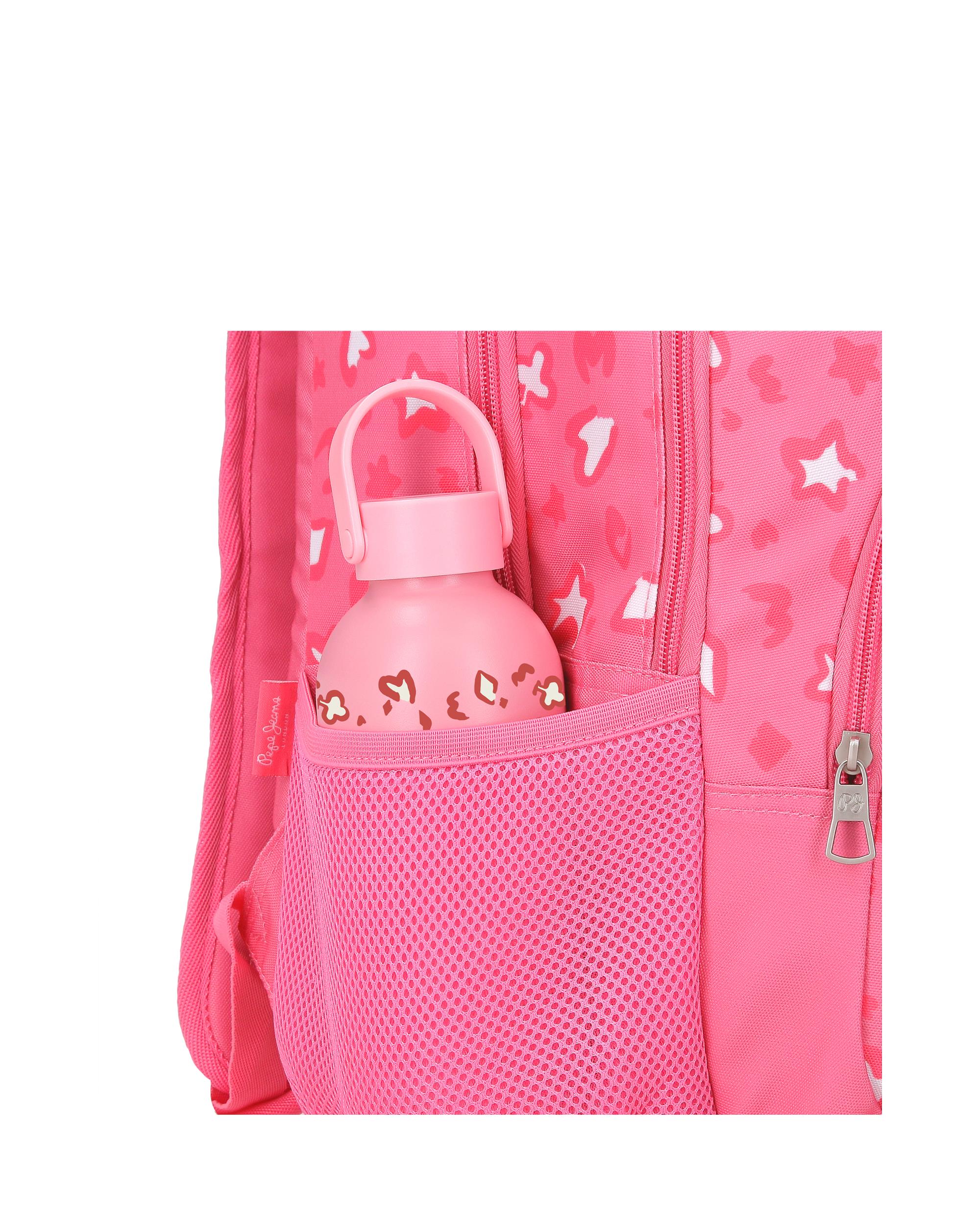 Mochila Escolar 40 Cm Pjl Evelyn Dois Compartimentos com Trolley Rosa Rosa-6