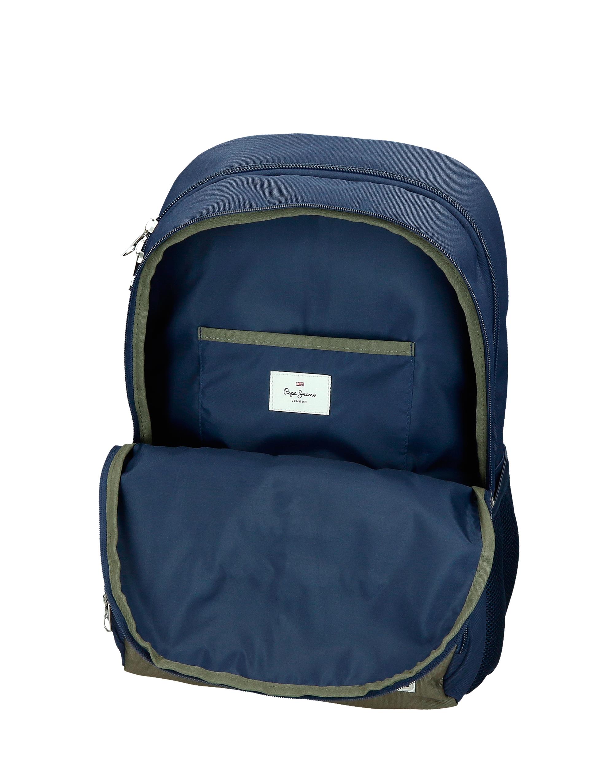 Mochila Escolar 46 Cm Pjl Arwyn de Dois Compartimentos com Trolley em Marinho Azul-5